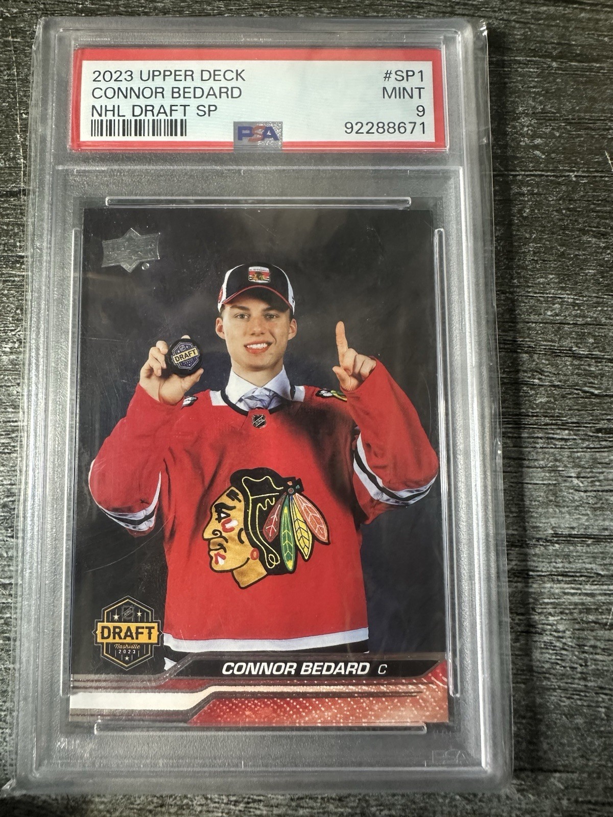 2023 UPPER DECK SP1 CONNOR BEDARD NHL DRAFT MINT PSA 9 2023 UPPER DECK SP1 CONNOR BEDARD NHL DRAFT MINT PSA 9