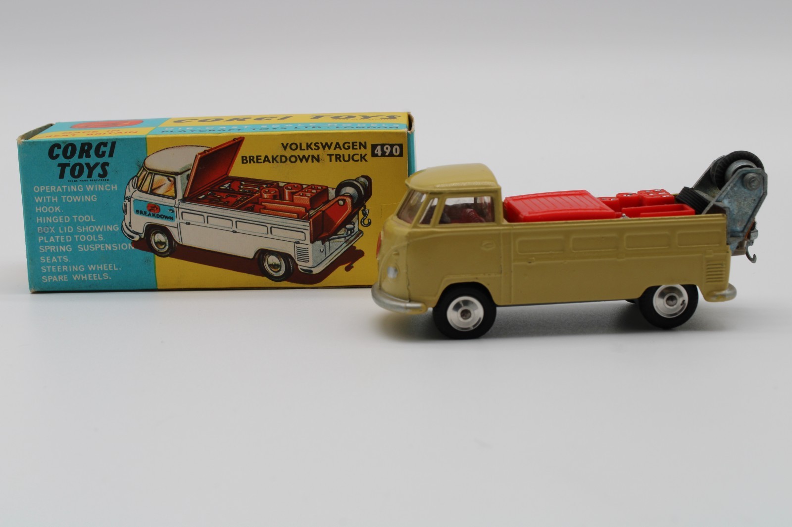Vintage Corgi Toys #490 VW Breakdown Truck Mustard - 100% COMPLETE Late Variant