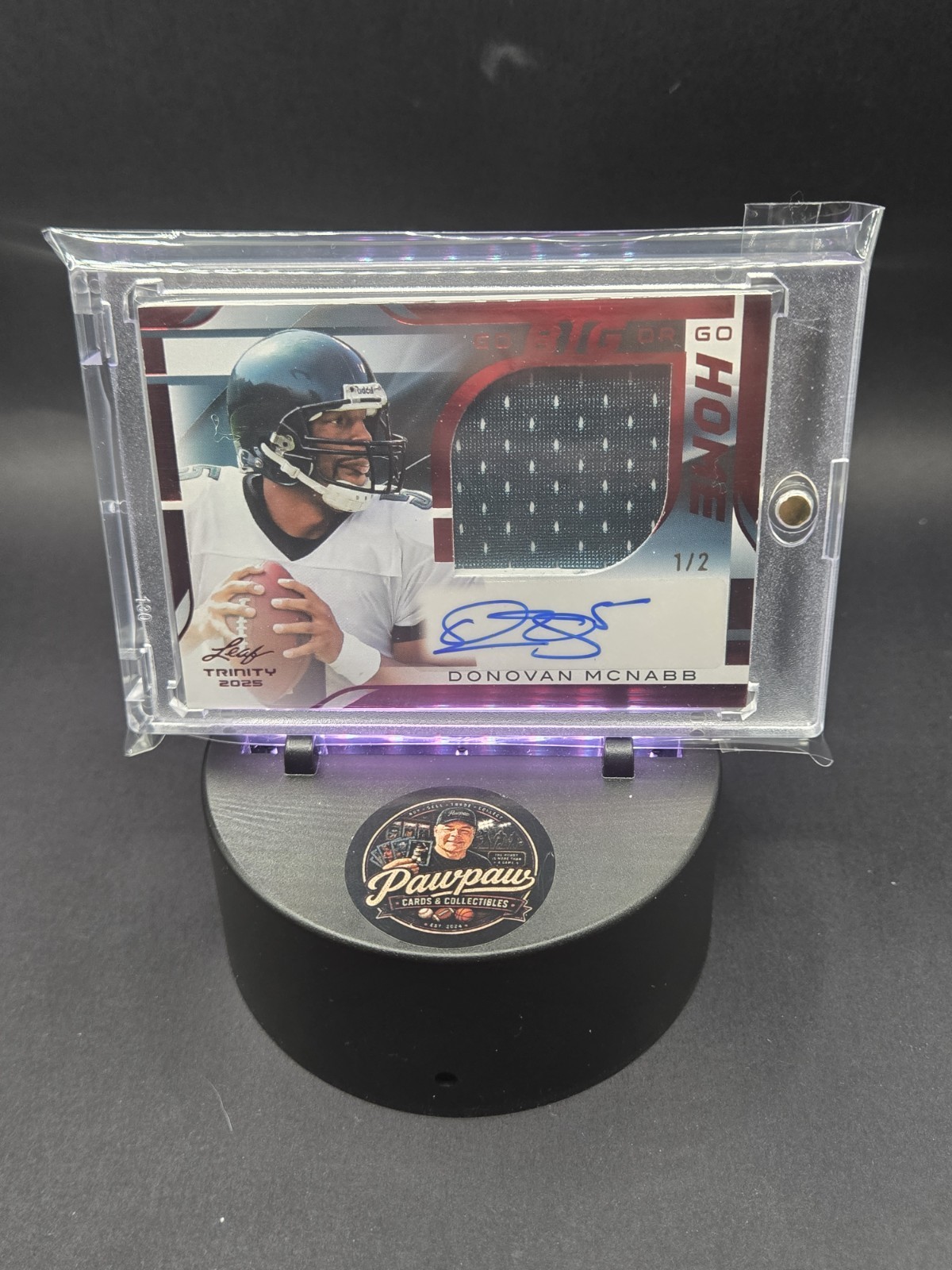 Donovan McNabb 2025 Leaf Trinity Game Used Patch Auto CARD # 1 Eagles