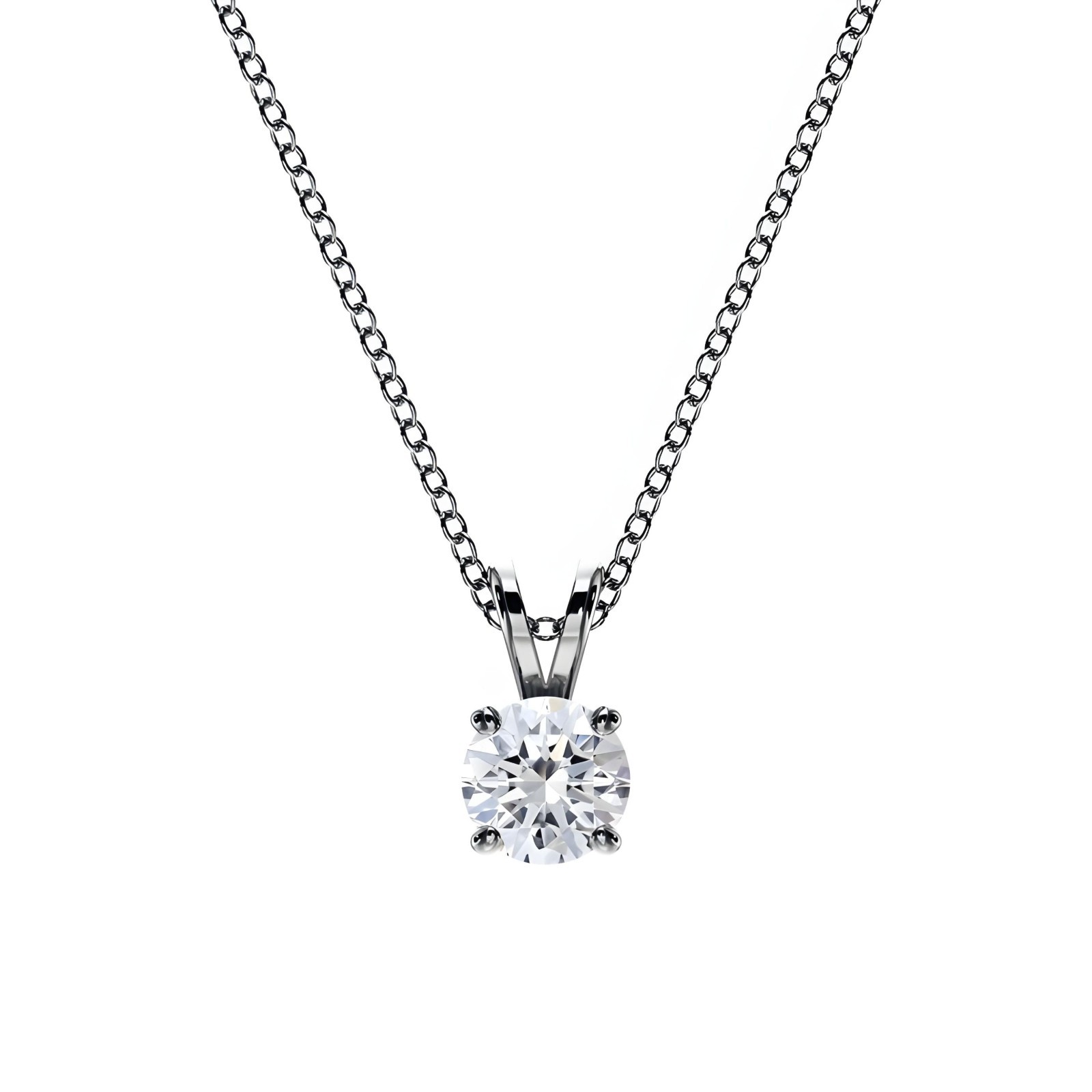IGI 0.50 Ct D-F / VVS Round Lab Grown Diamond Pendant Necklace 14K White Gold