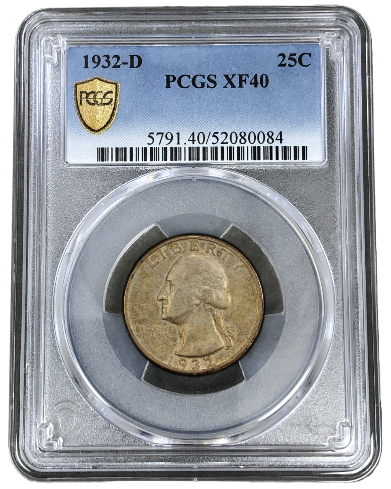 1932-D Quarter Dollar XF40 PCGS ~ THE KEY DATE Washington Silver 25c Coin, Toned