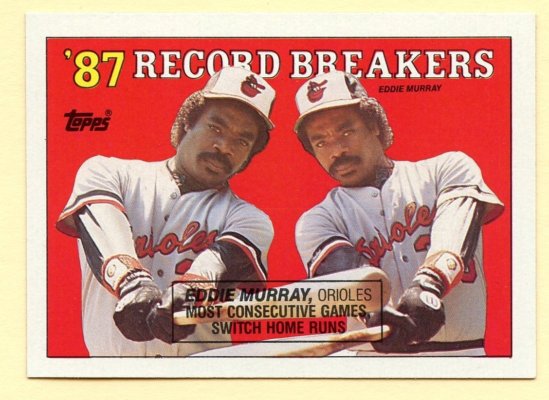 1988 Topps Eddie Murray \'87 Record Breakers black box ERROR card #4 Orioles HOF