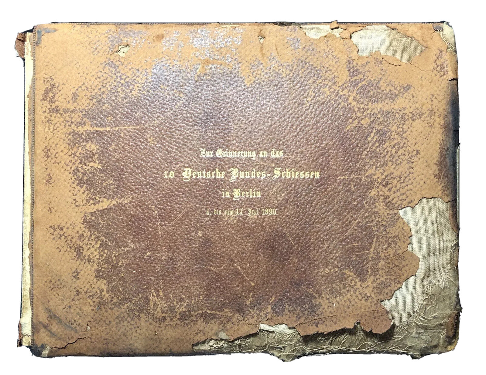 Antique LG Leather Photo Album July 1890 German Shooting Festival Parade READ
