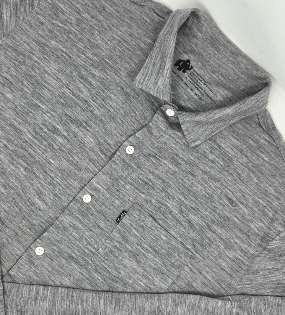 Woolly Clothing 100% Merino Wool Shirt Mens Large Gray Long Sleeve Button Up