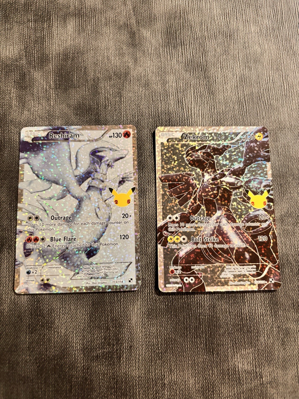 Pokémon TCG 25TH Anniversary Reshiram & Zekrom Full Art 2-Card Lot Pokémon TCG 25TH Anniversary Reshiram & Zekrom Full Art 2-Card Lot