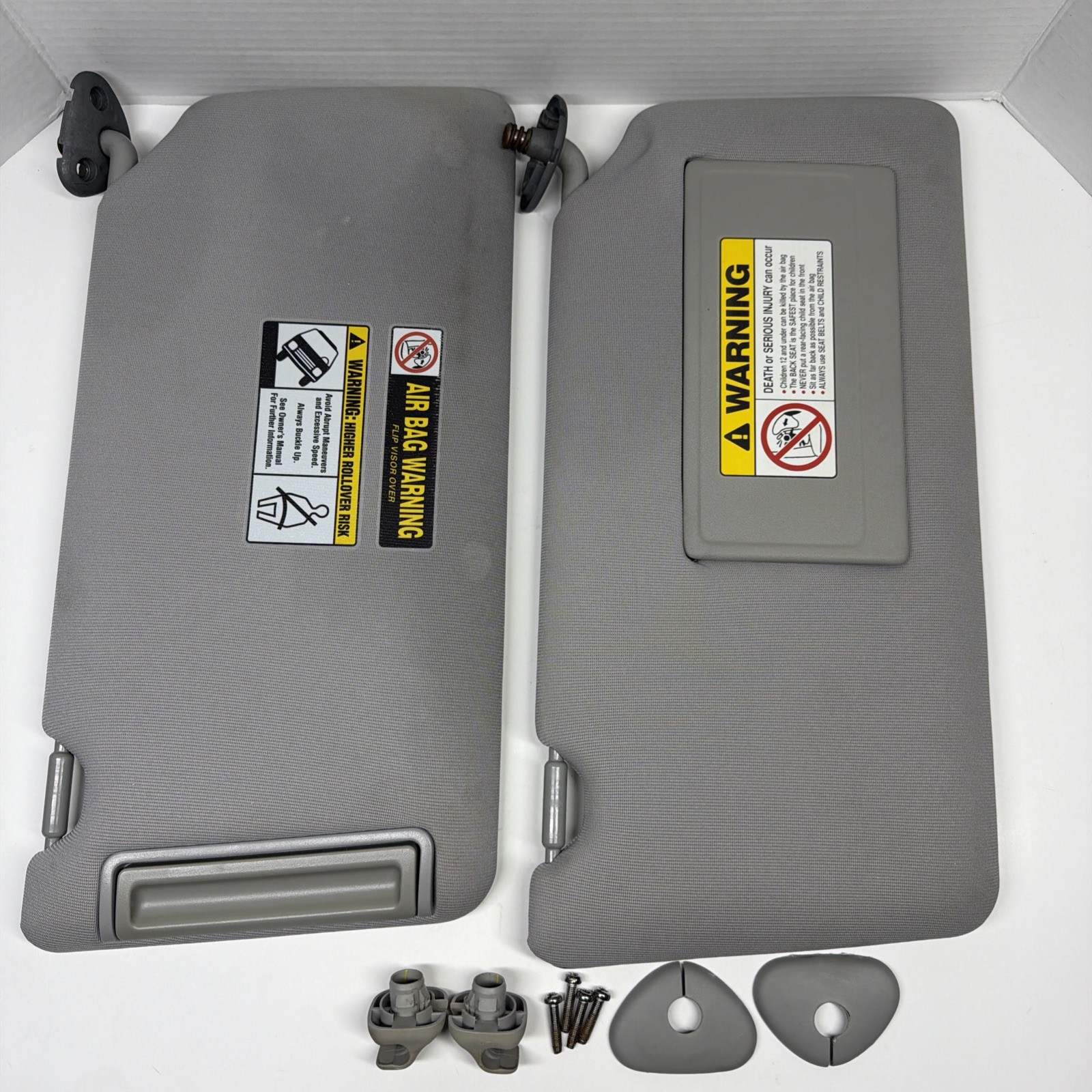 2003-2006 Honda Element Driver & Passenger Side Sun Visor Pair Set Gray Cloth