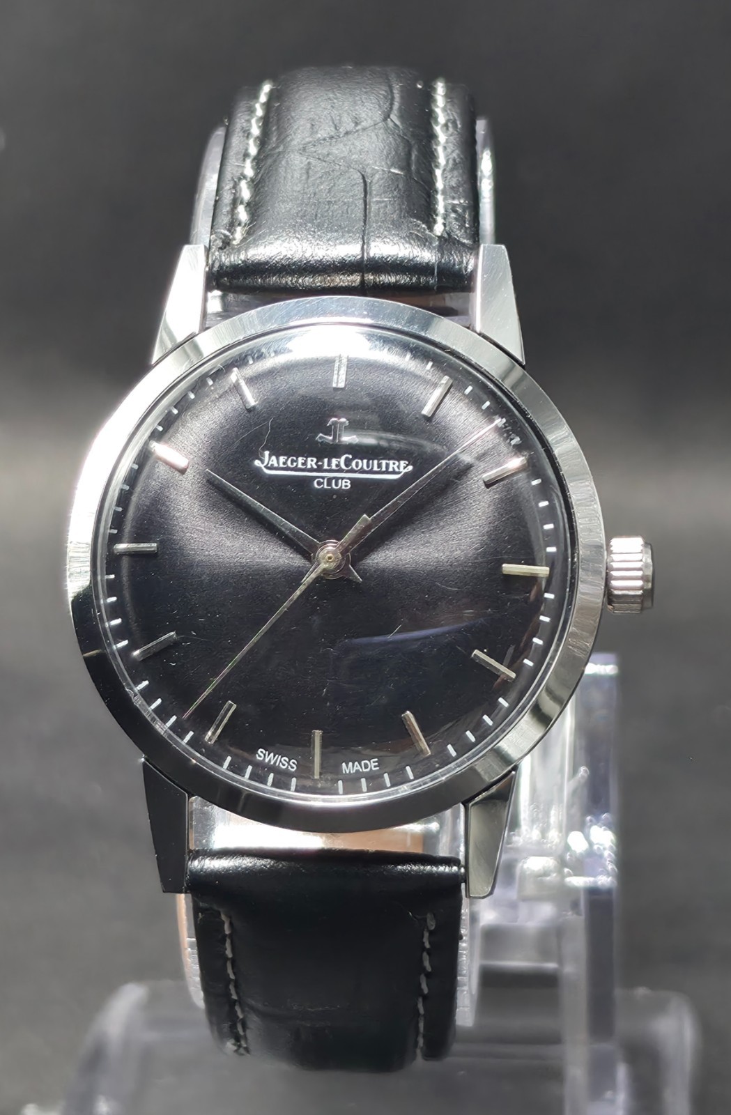 Vintage Jaeger-LeCoultre Club Black Dial Hand Winding Refurbished Watch