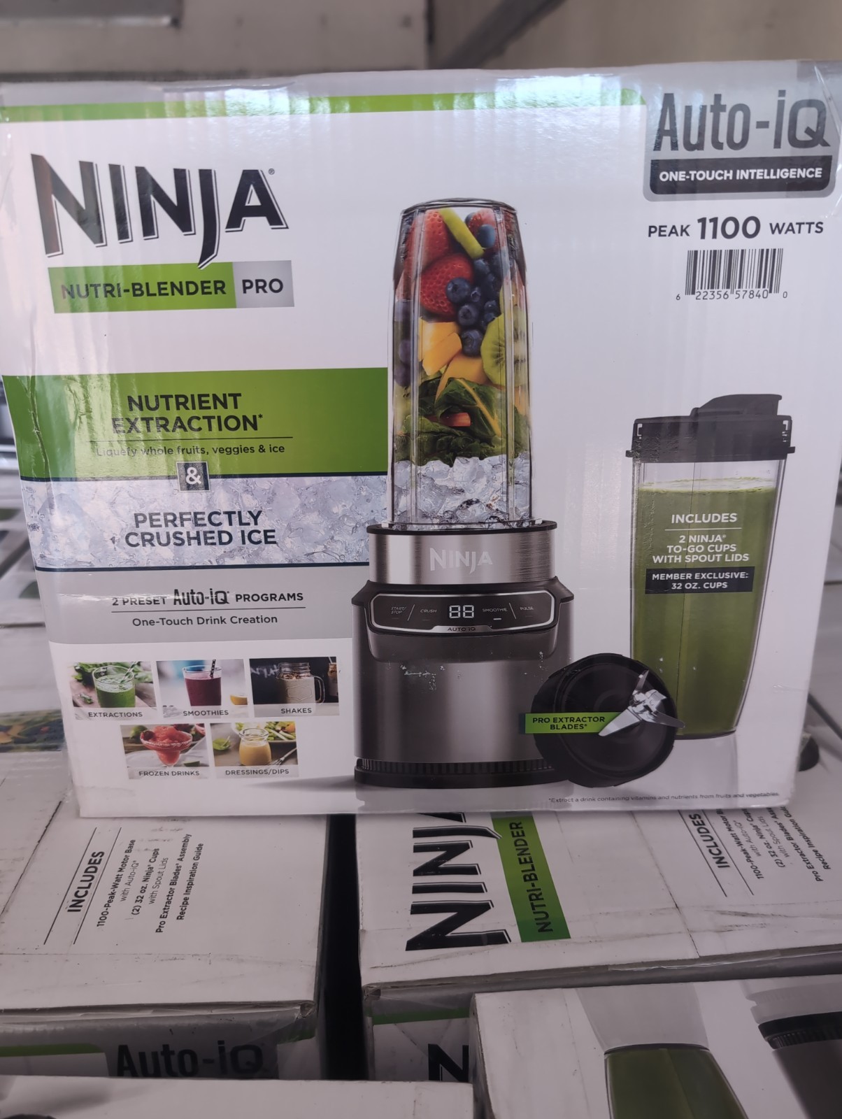 Ninja BN401 Nutri-Blender Pro Auto-iQ 1100W Personal Blender NEW 2x 32oz Cups
