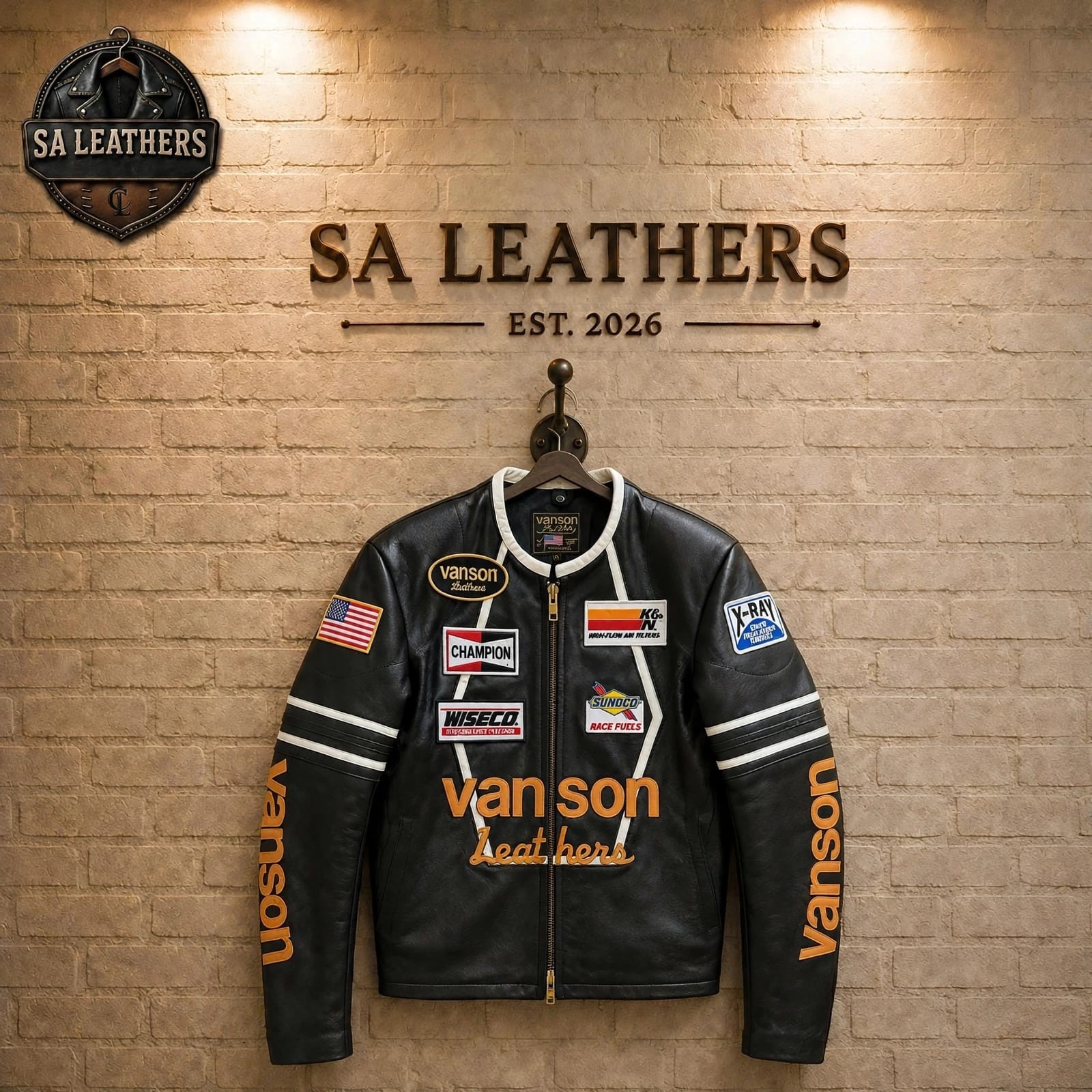 Vanson One Star unique Leather Motorcycle Race Jacket Black Vanson One Star unique Leather Motorcycle Race Jacket Black