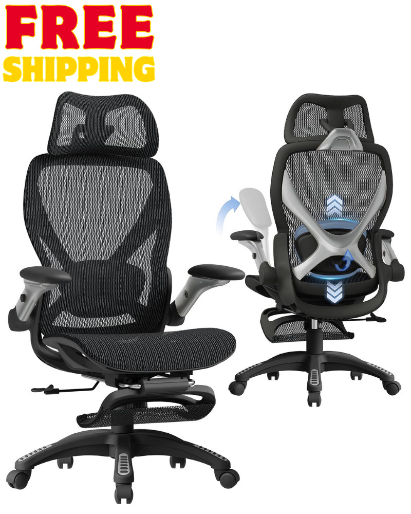 ELABEST X100 Ergonomic Mesh Office Chair with Footrest, Big and Tall Hone Desk C ELABEST X100 Ergonomic Mesh Office Chair with Footrest, Big and Tall Hone Desk C