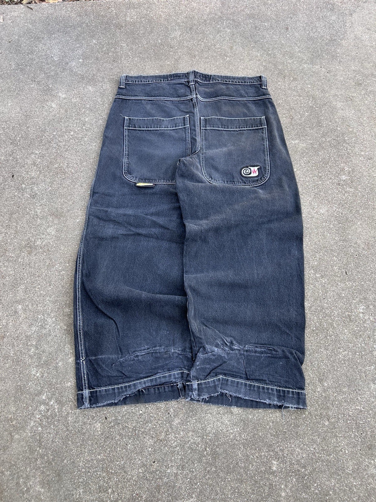 Vintage Faded Y2K Twin Cannon Jnco Jeans Baggy Wide Leg Fit Size 40x32 Men Black