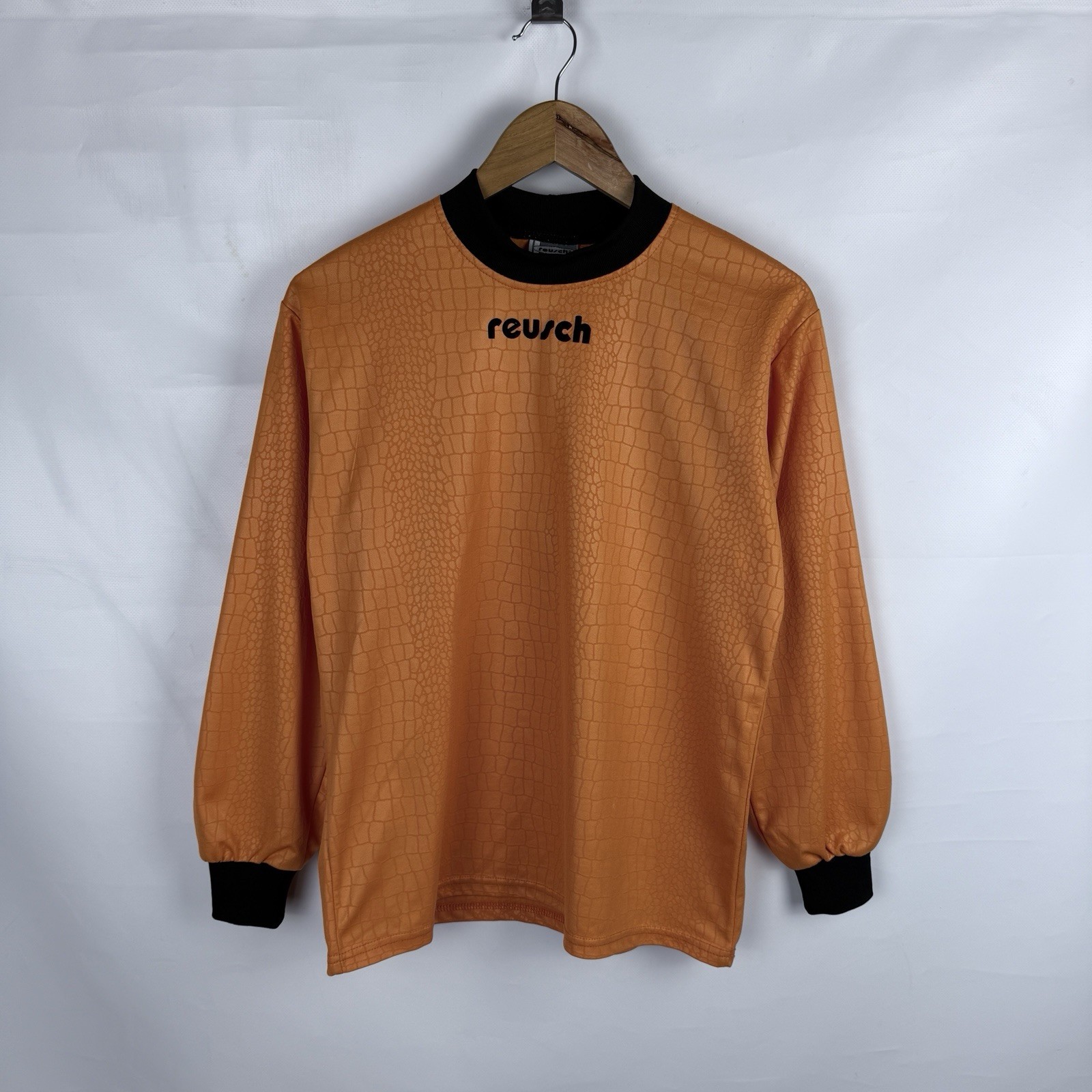 reusch vintage goalkeeper jersey Sz S Orange #1 Long Sleeve Soccer Football 