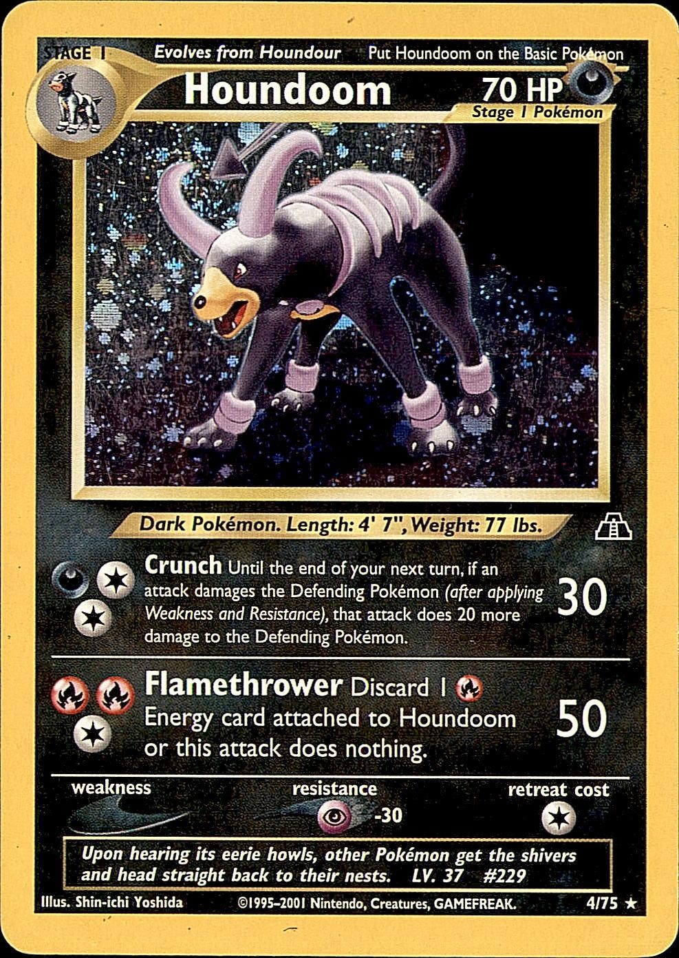 Houndoom 4/75 Rare Neo Discovery Pokemon Unlimited Holo Damaged