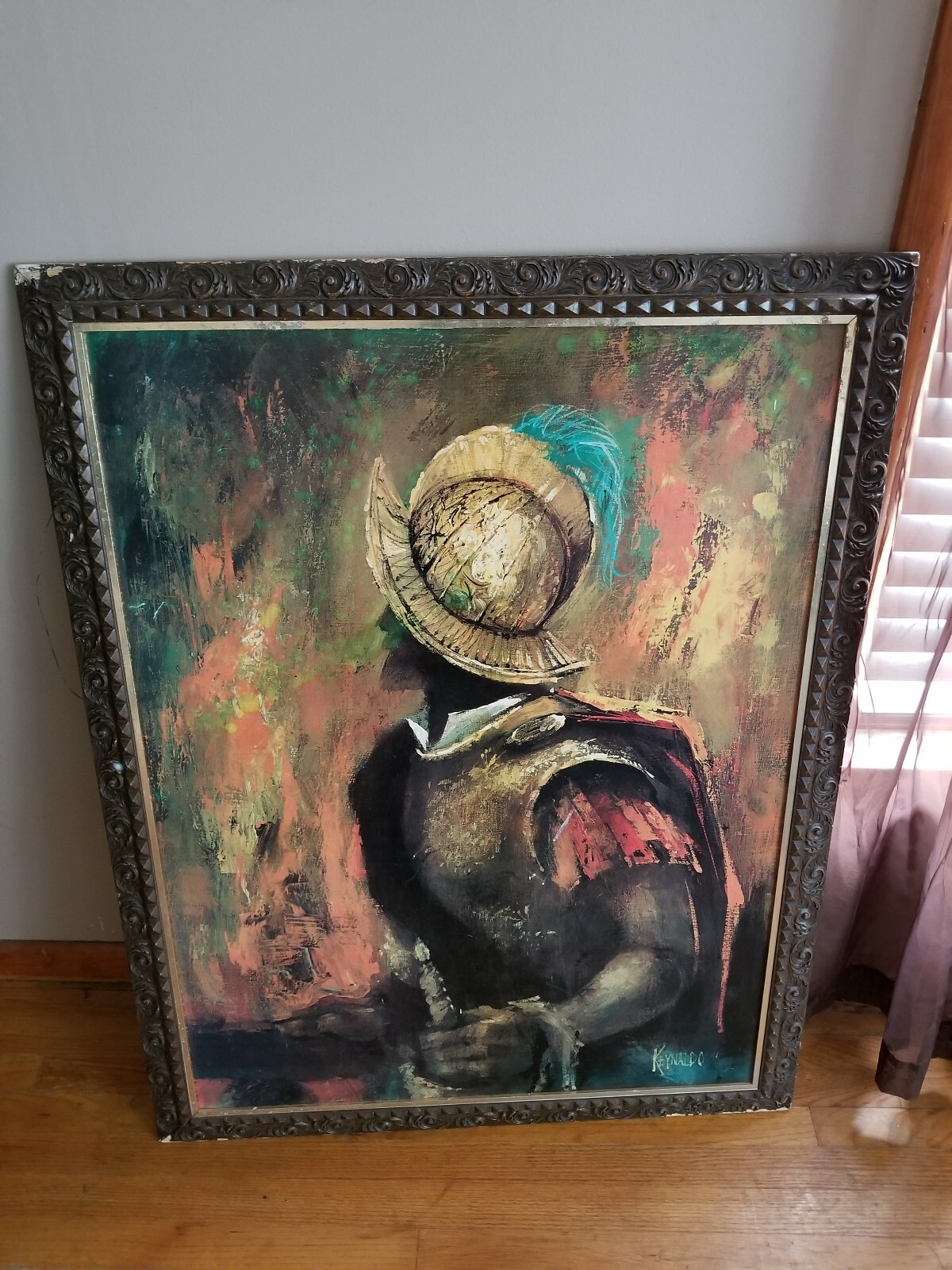 VINTAGE MID CENTURY CONQUISTADOR OIL PAINTING RARE ART BY REYNALDO 45.5 X 35.5\ VINTAGE MID CENTURY CONQUISTADOR OIL PAINTING RARE ART BY REYNALDO 45.5 X 35.5\