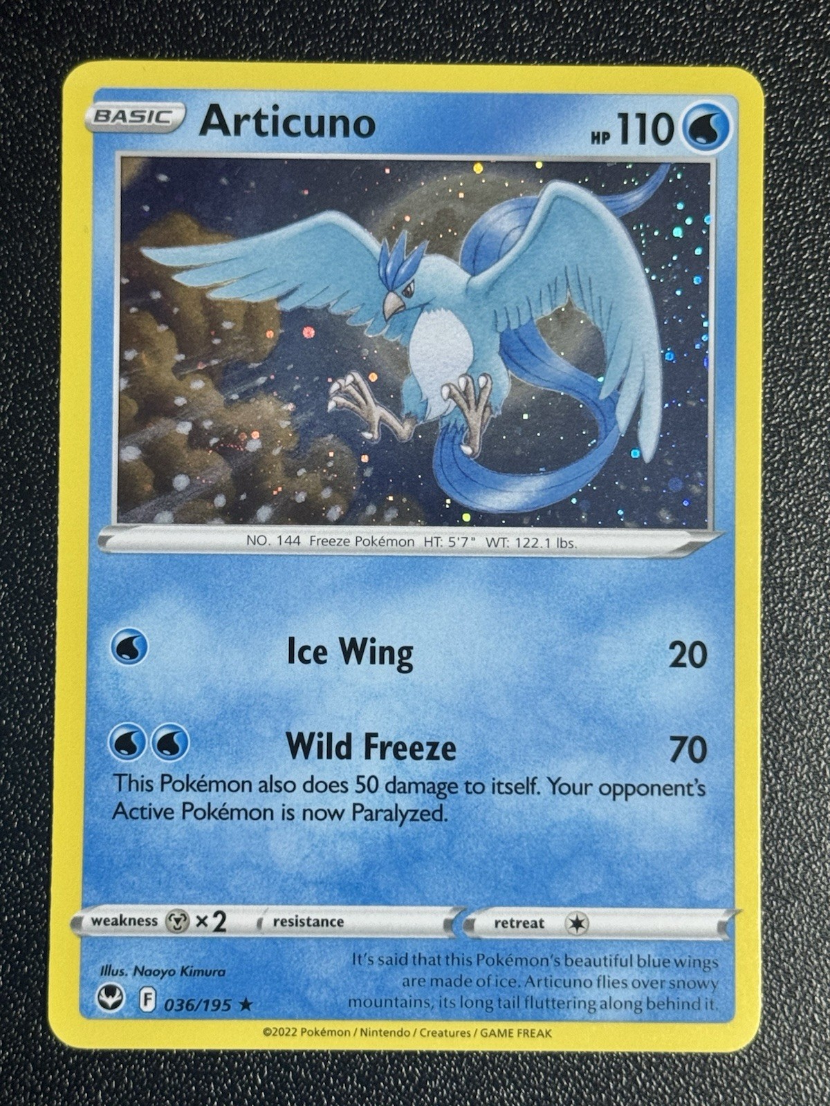 Pokemon TCG Articuno Cosmos Holo 036/195 Silver Tempest with HD Galaxy Swirl NM Pokemon TCG Articuno Cosmos Holo 036/195 Silver Tempest with HD Galaxy Swirl NM