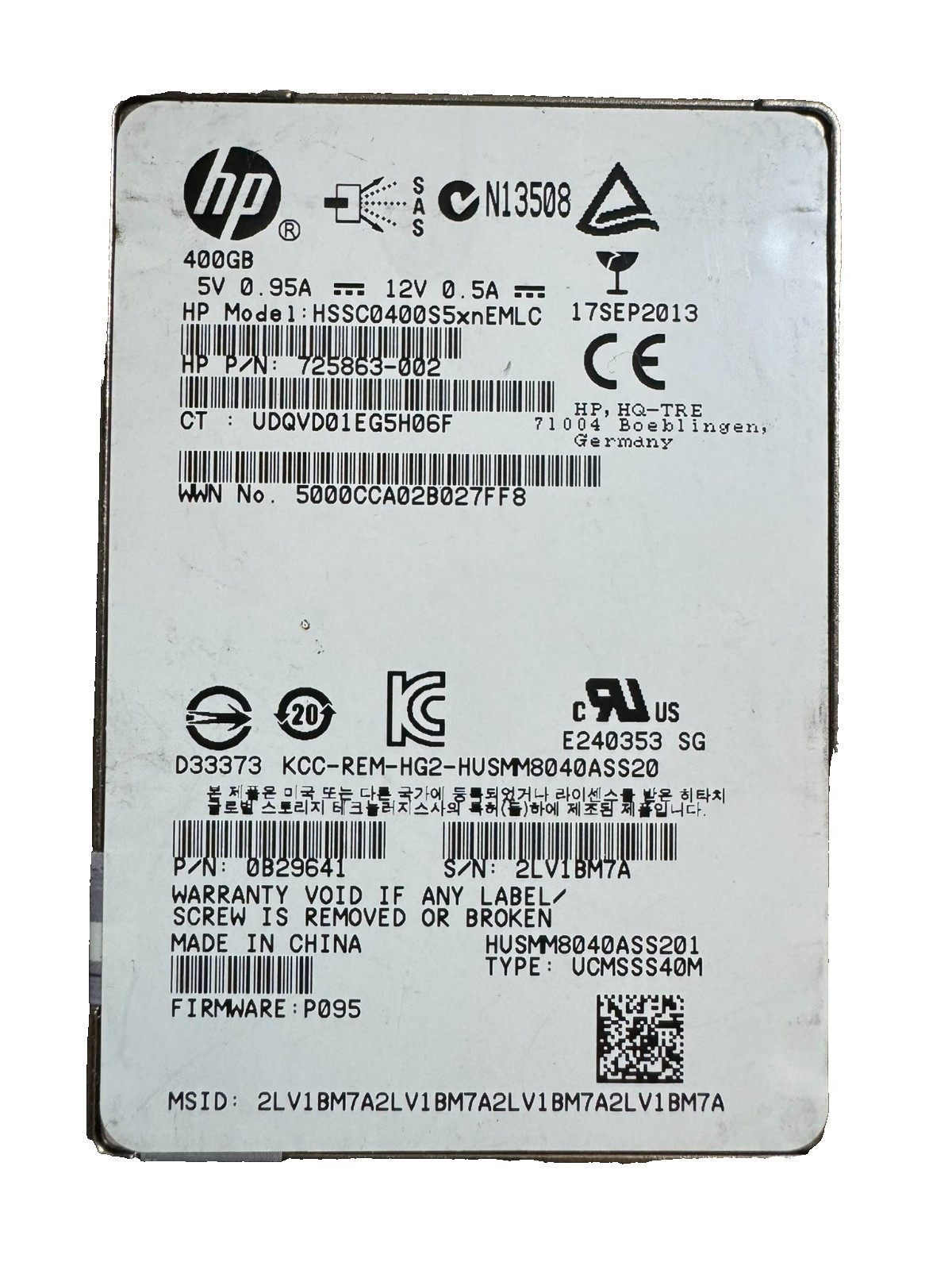 HP Enterprise HGST 480GB 2.5\