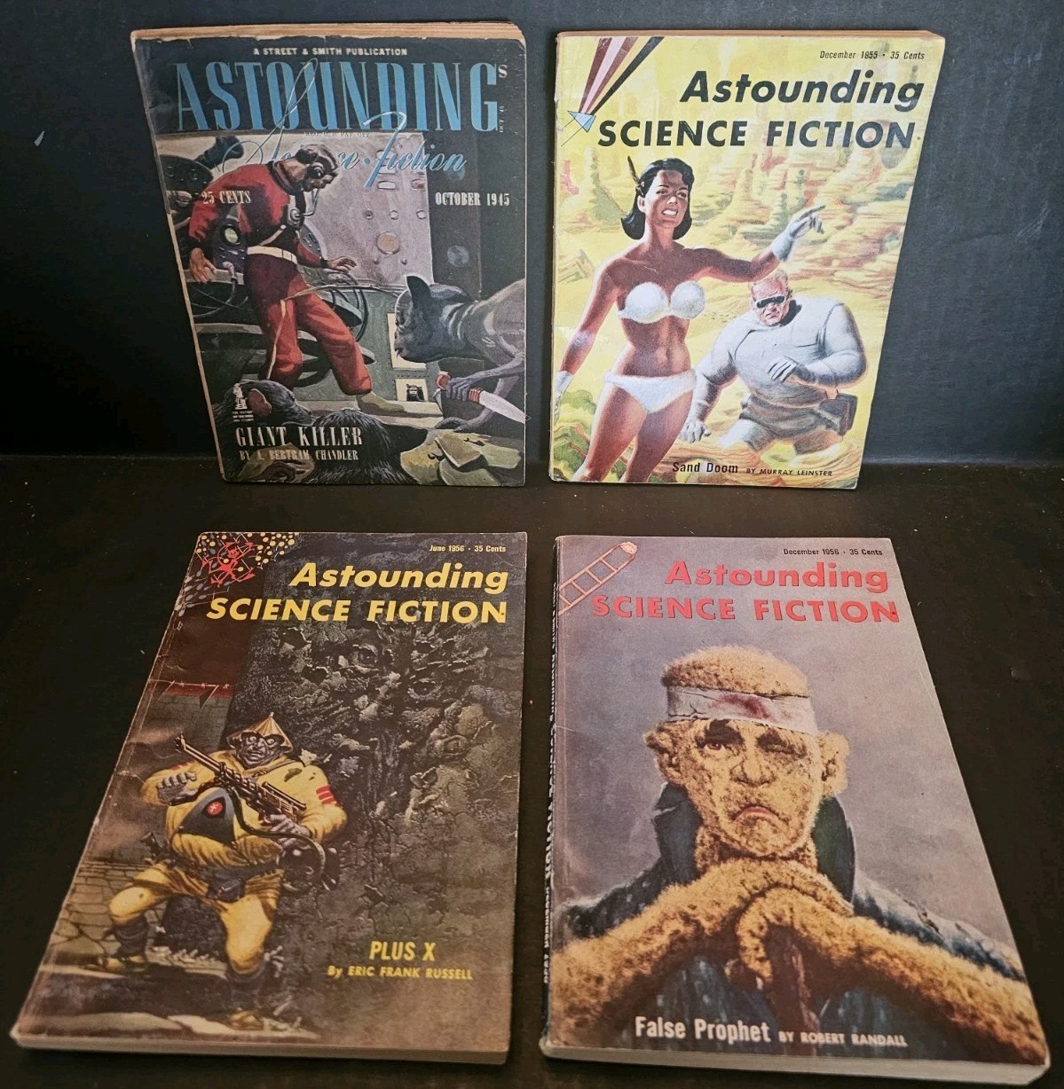 VTG Astounding Science Fiction Magazine Pulp 1945 1955 1956 Lot of 4 Asimov VG