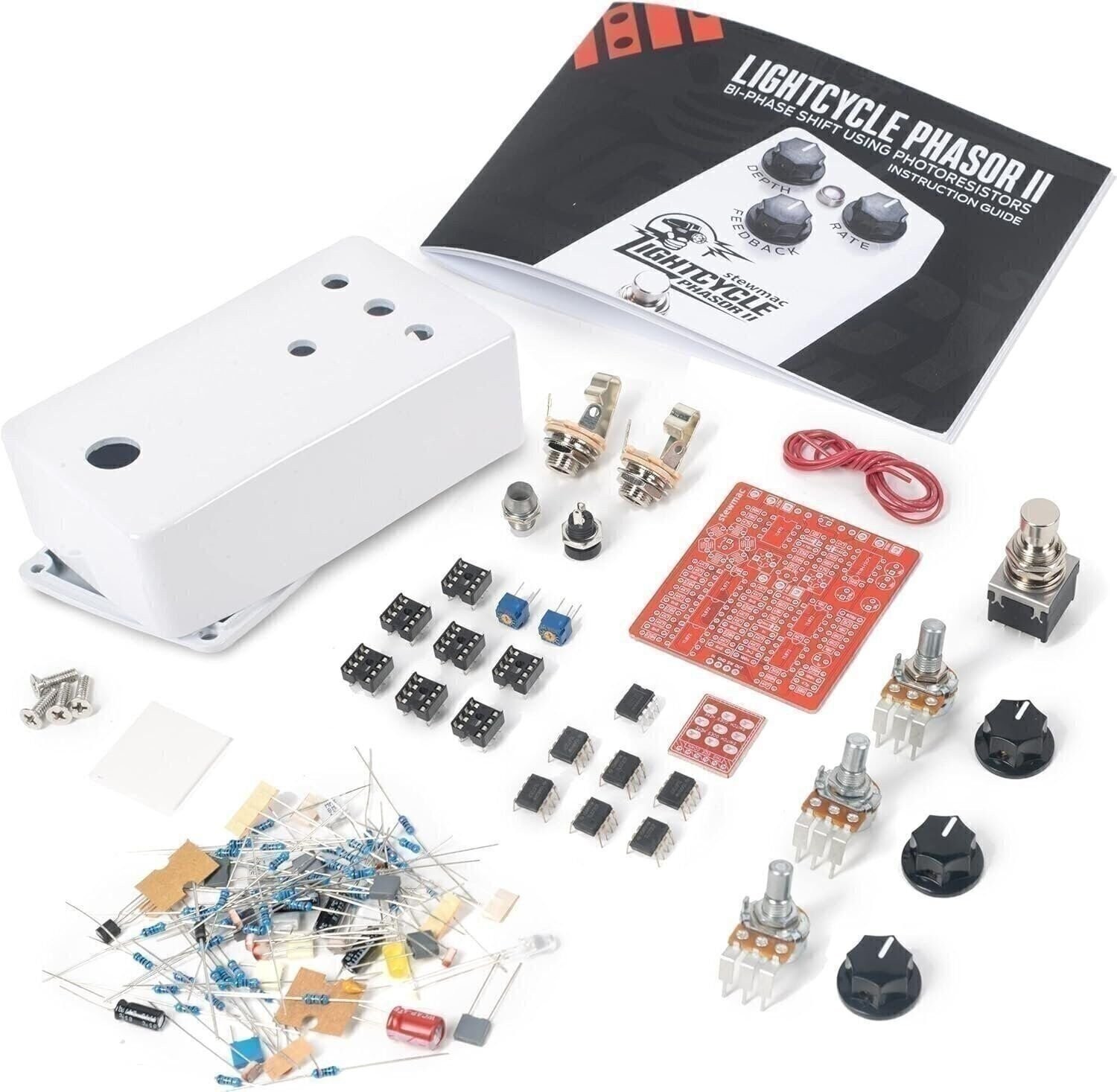StewMac Lightcycle Phasor II Pedal Kit, With White Enclosure (12253-W) StewMac Lightcycle Phasor II Pedal Kit, With White Enclosure (12253-W)