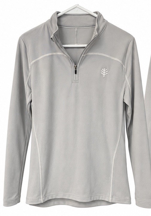 Coolibar Women\'s UPF 50+ Sun Protection Quarter-Zip Pullover - Light Gray Coolibar Women\'s UPF 50+ Sun Protection Quarter-Zip Pullover - Light Gray