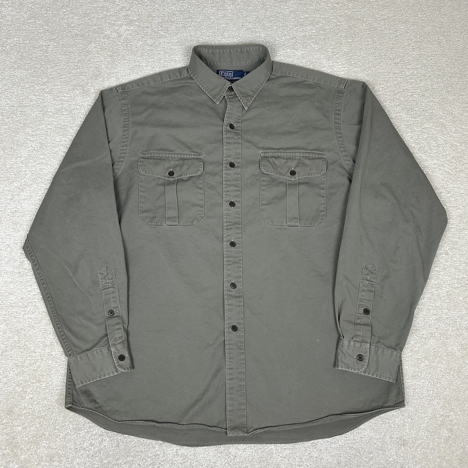Vintage Polo Ralph Lauren Shirt Mens Large Gray Ranger Safari Workshirt 90s