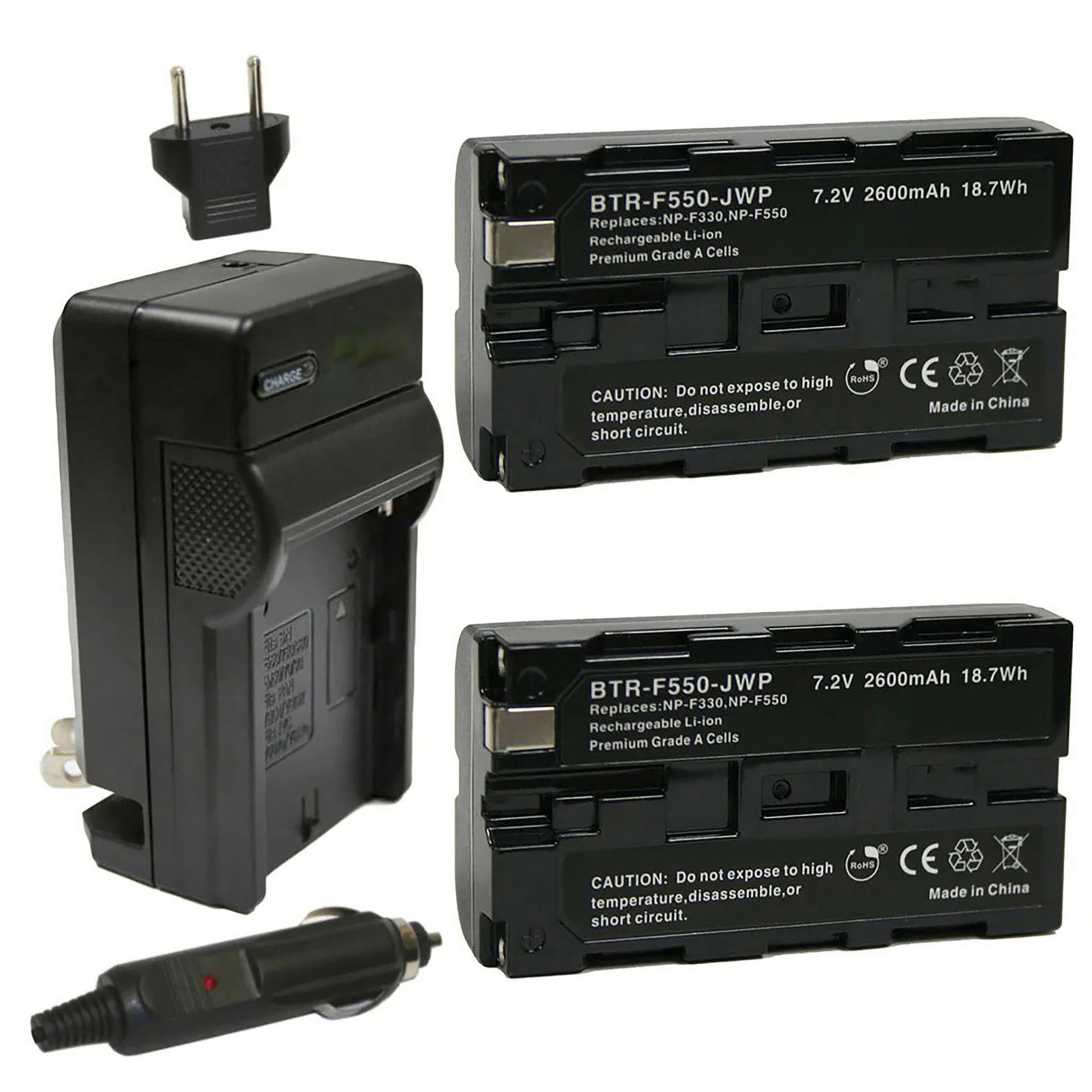 Replacement for Sony CCD-TR1 Battery (2-Pack, 2600mAh) and Charger
