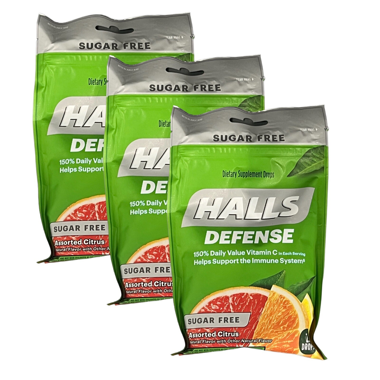 3X HALLS Relief Sugar Free Assorted Citrus Flavor Cough Drops 3 Bags 75 Total 3X HALLS Relief Sugar Free Assorted Citrus Flavor Cough Drops 3 Bags 75 Total