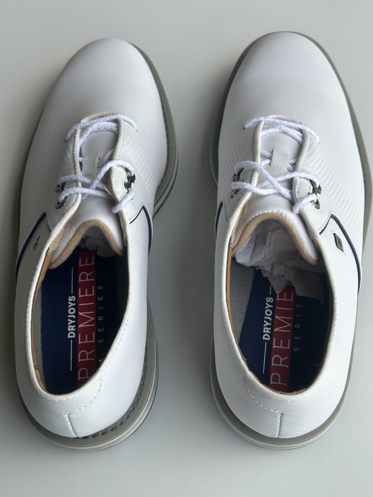 Foot Joy Men's Dryjoy Premiere Golf Shoes-53968-White-Blems