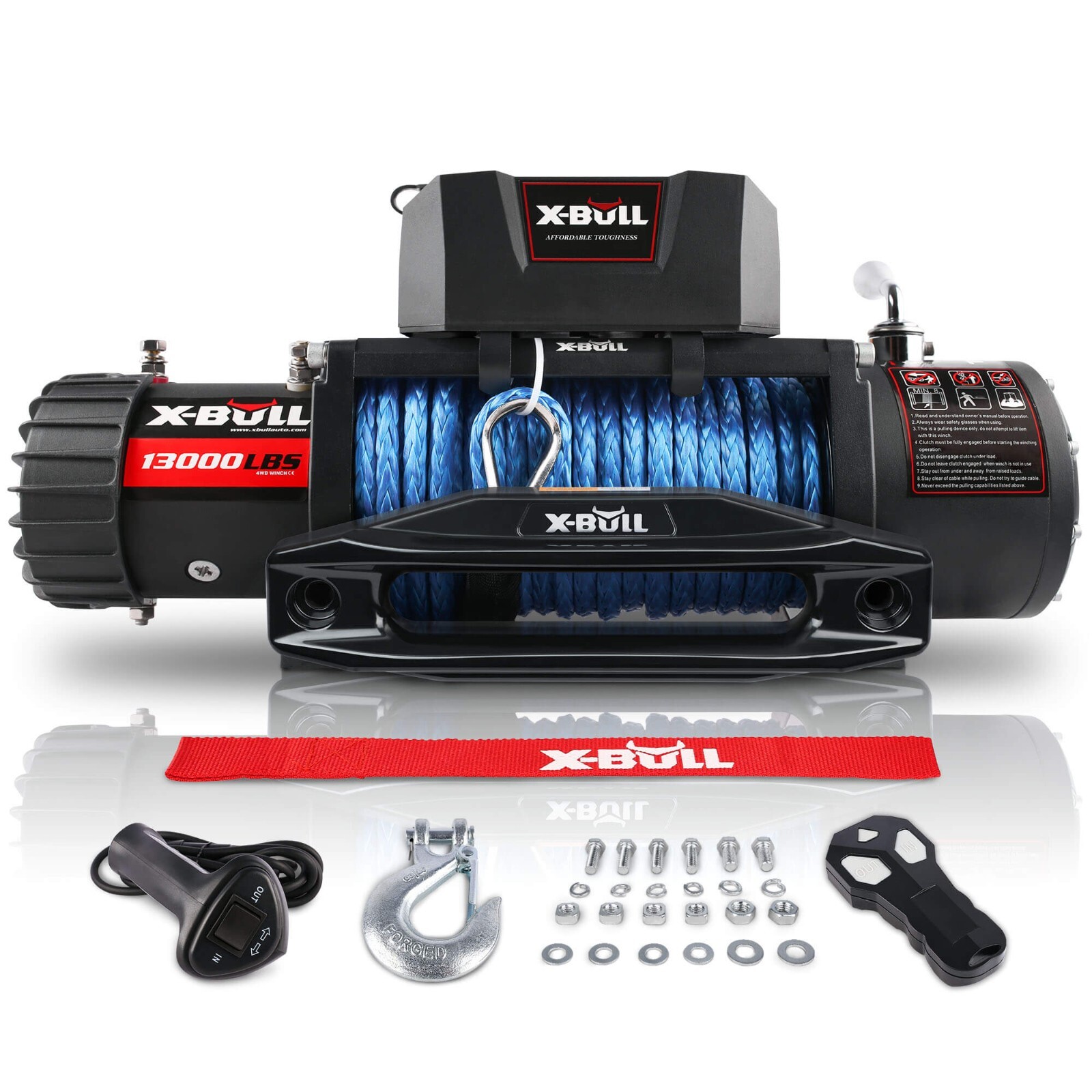 X-BULL 13000LBS Electric Winch 12V Trailer Winch Synthetic Rope Truck 4WD Winch