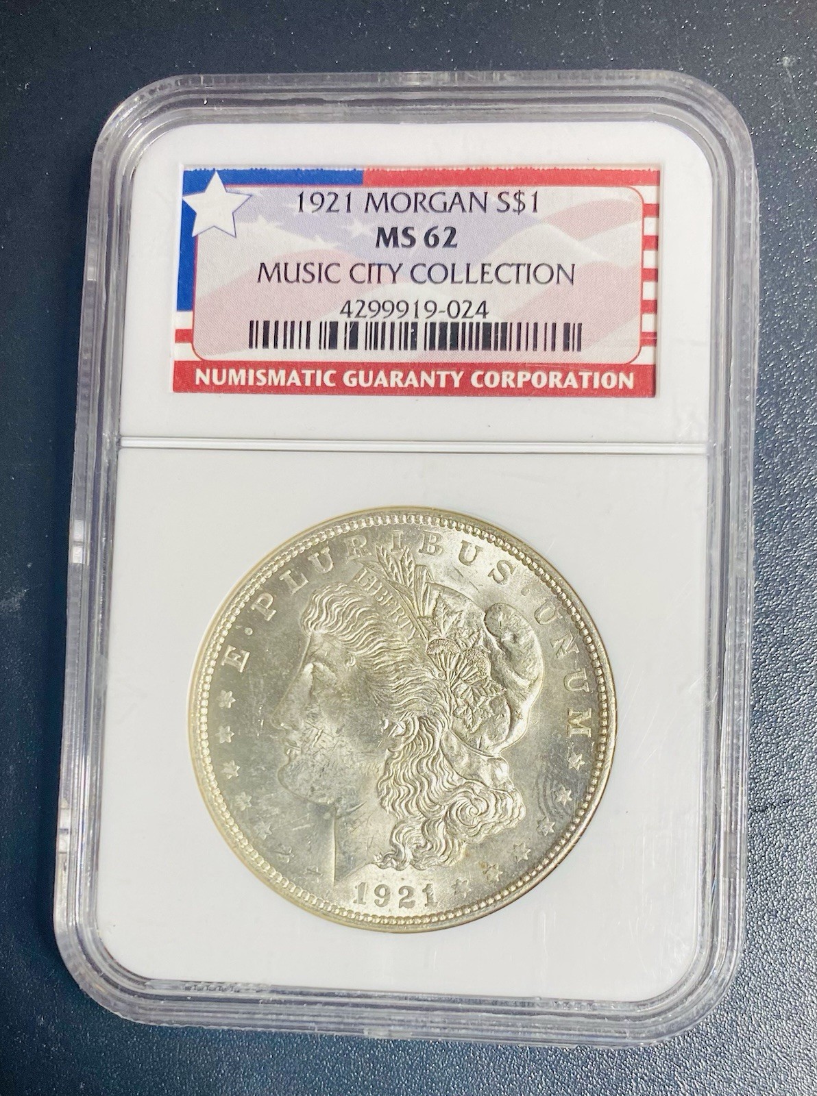 1921 $1 Morgan Dollar NGC MS62 Music City Collections