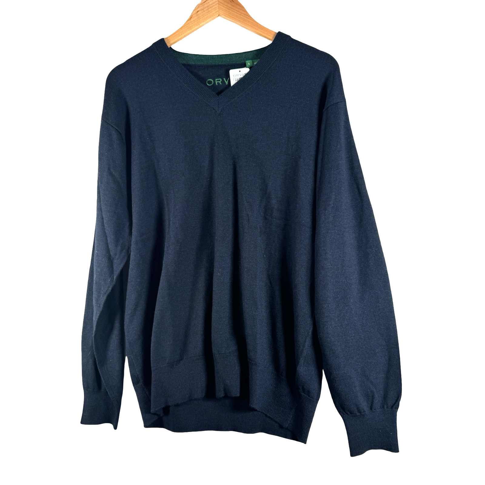 New Nwt Orvis Mens Vneck Merino Wool Long Sleeve Navy Sweater Sz L Large New Nwt Orvis Mens Vneck Merino Wool Long Sleeve Navy Sweater Sz L Large