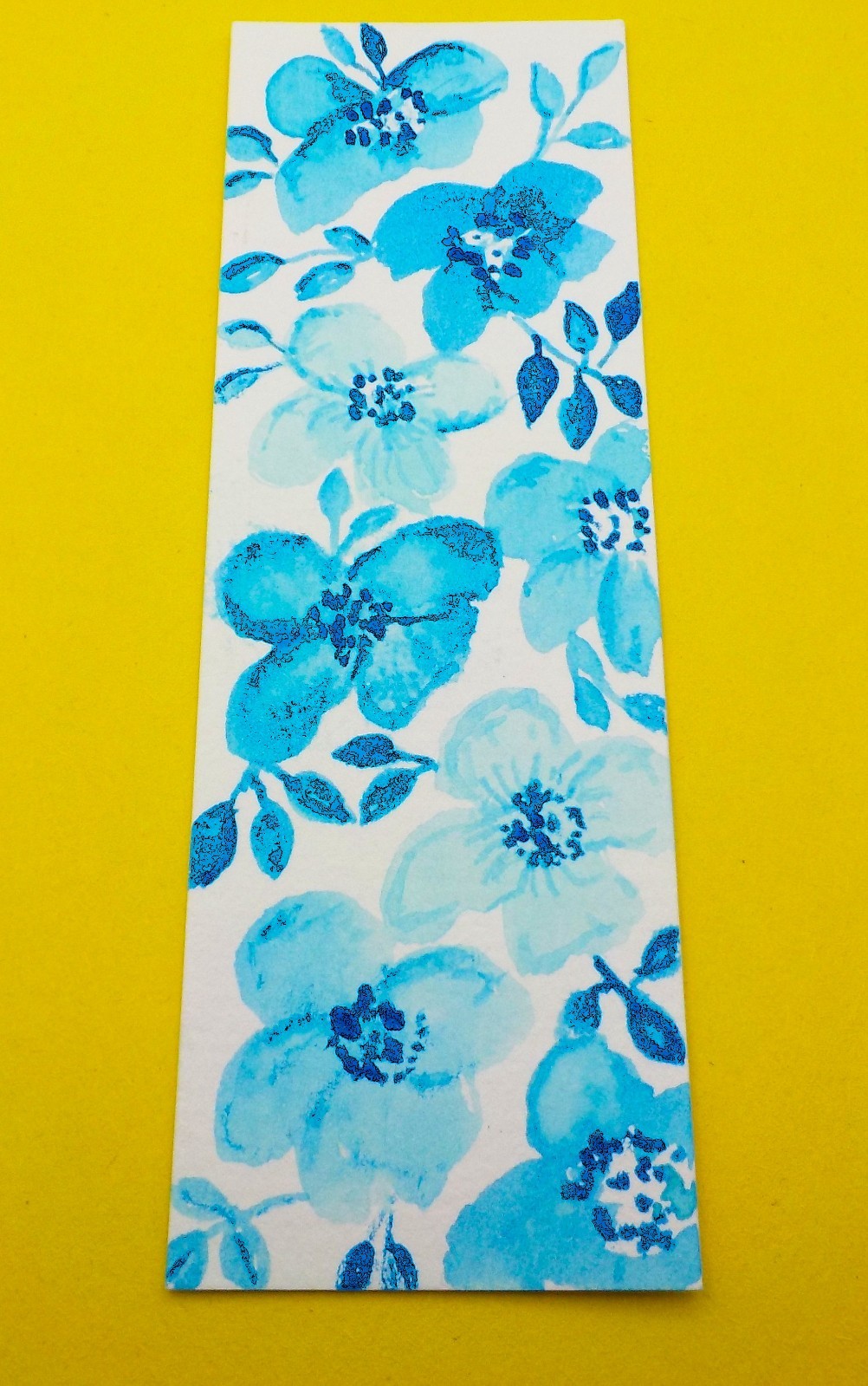 BOOKMARKER ORIGINAL HAND PAINTED WATERCOLOR BLUE FLORAL  WITH COVER AND TASSEL