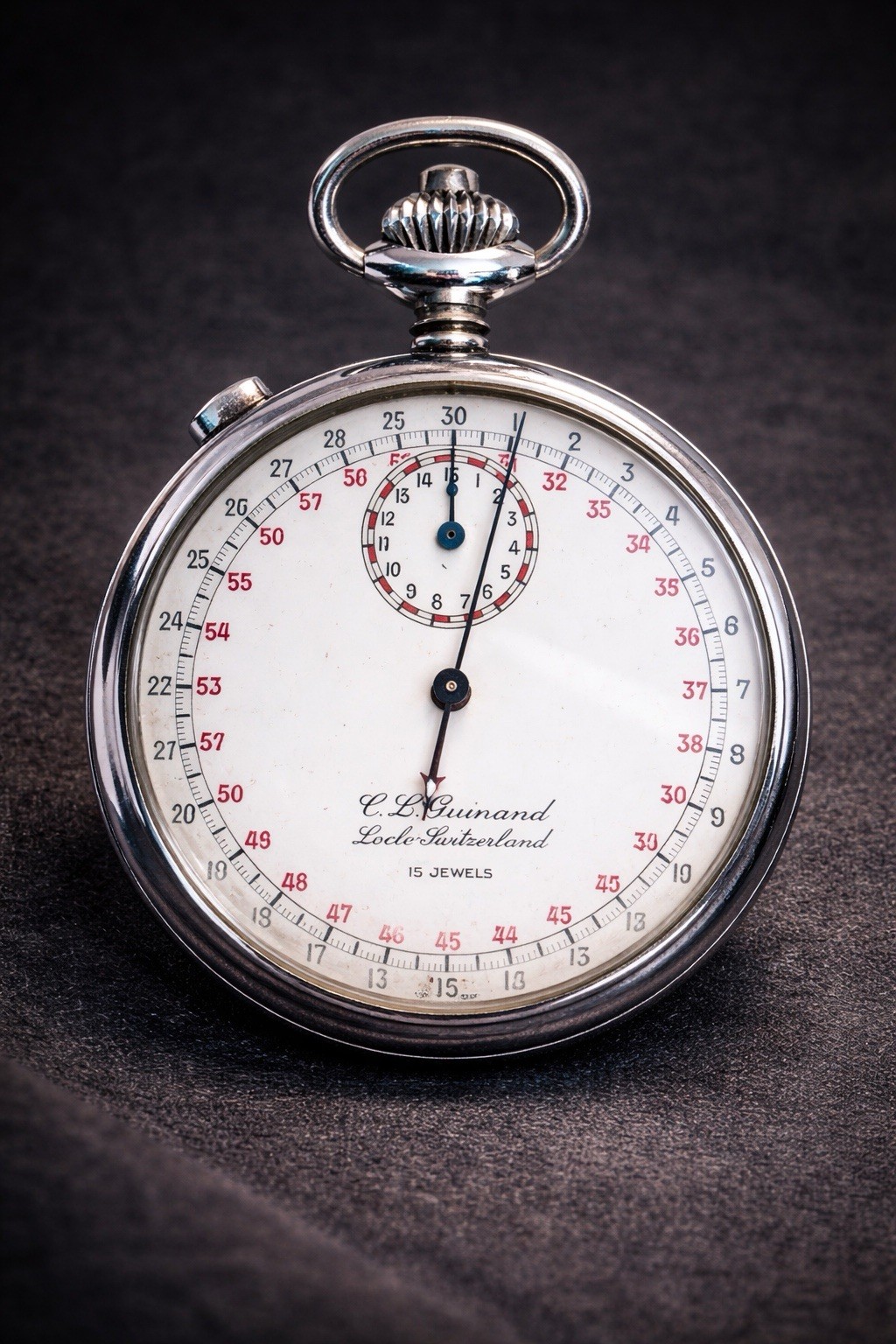 Vintage C L Guinand Swiss Made 15 Jewel Mechanical Stopwatch Working