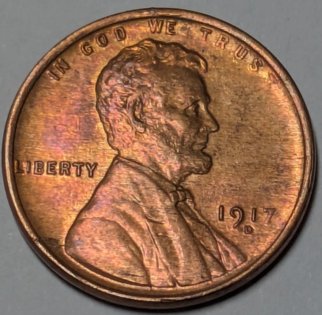 1917-D Lincoln Wheat Cent BU Unc. Mostly Red T737484 1917-D Lincoln Wheat Cent BU Unc. Mostly Red T737484