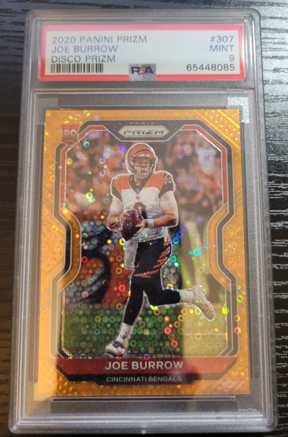 2020 Panini Prizm -Orange Disco Prizm - QB -Joe Burrow R/C #307 PSA 9 2020 Panini Prizm -Orange Disco Prizm - QB -Joe Burrow R/C #307 PSA 9