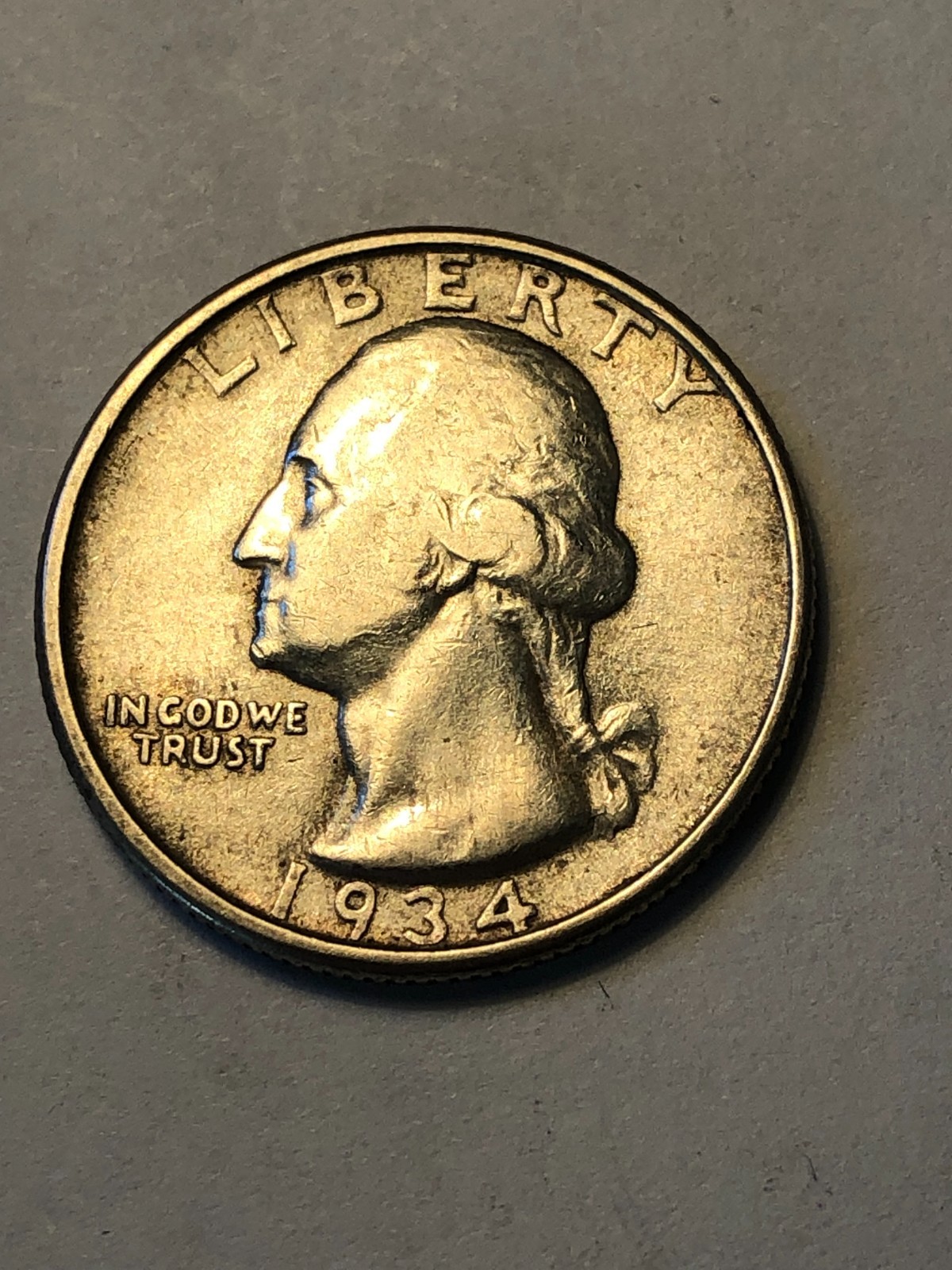 1934-P Washington Silver Quarter, EF-AU Circ., Lot 43883, 1934-P Washington Silver Quarter, EF-AU Circ., Lot 43883,