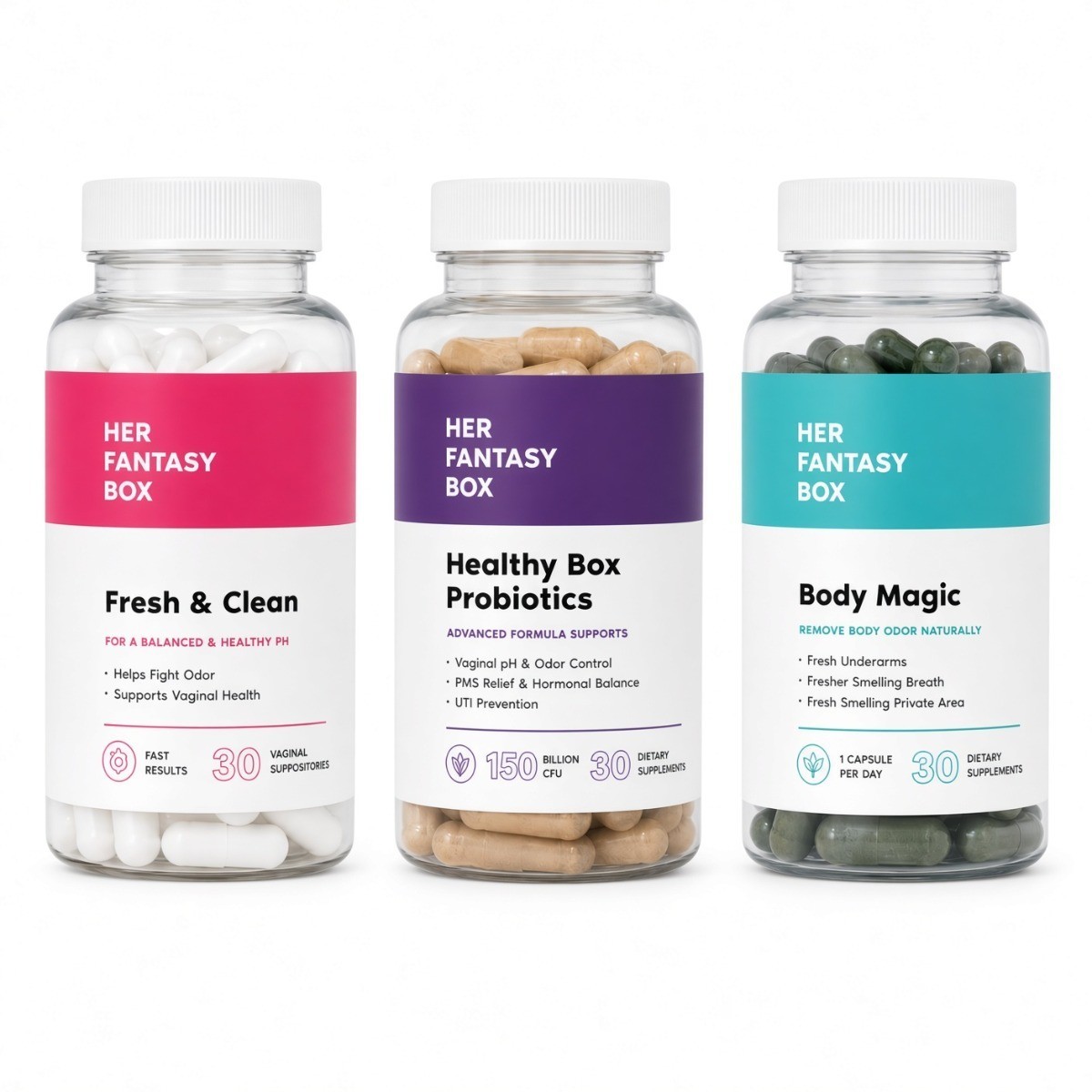 Her Fantasy Box 3 Pack Feminine Wellness Set for Women Daily Care
