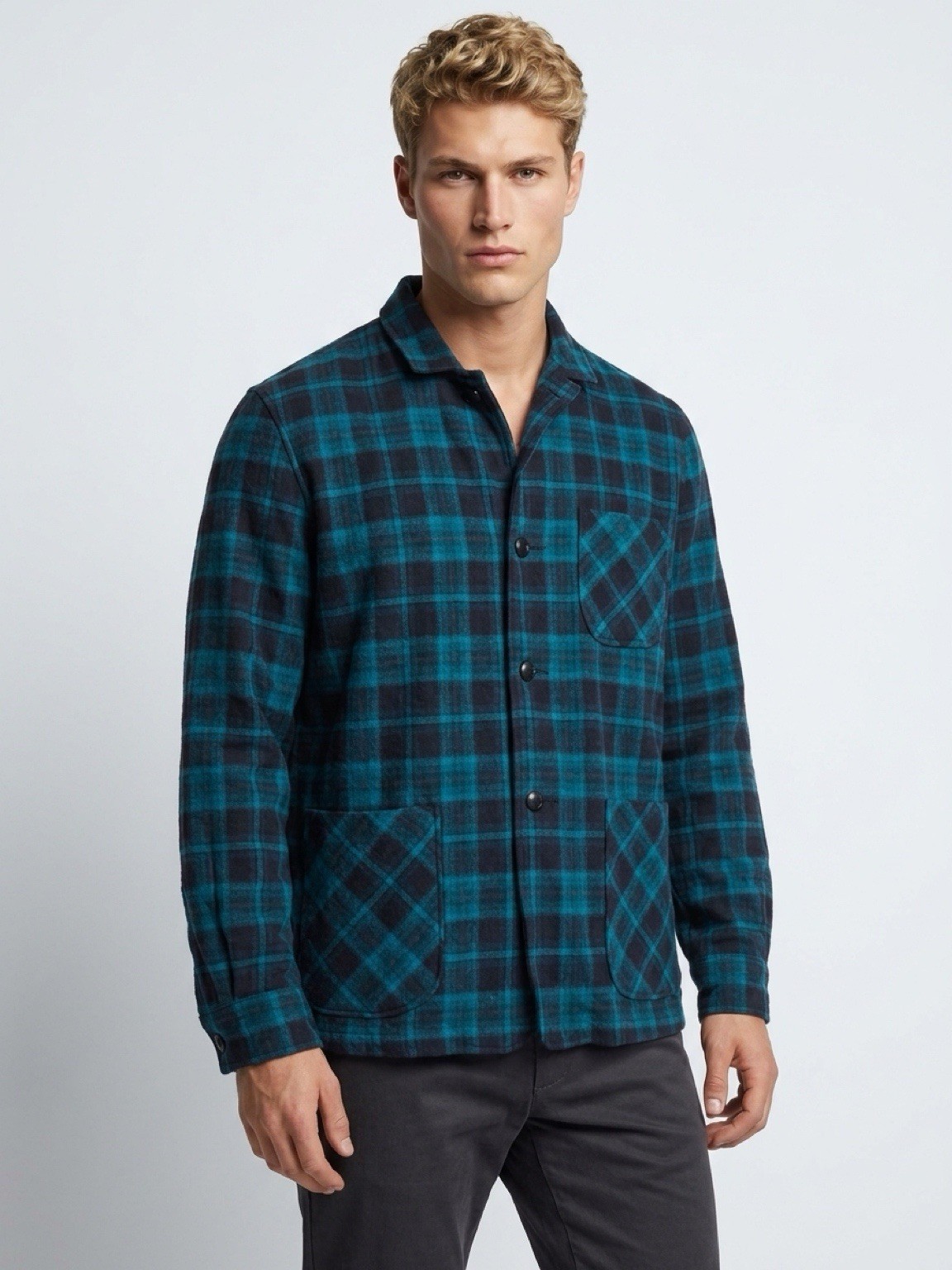 Pendleton Men’s Size Medium Blue Plaid Virgin Wool Jacket