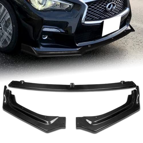 3Pcs Real Carbon Fiber Front Bumper Lip Side Splitter Kit 2018-2024 Infiniti Q50
