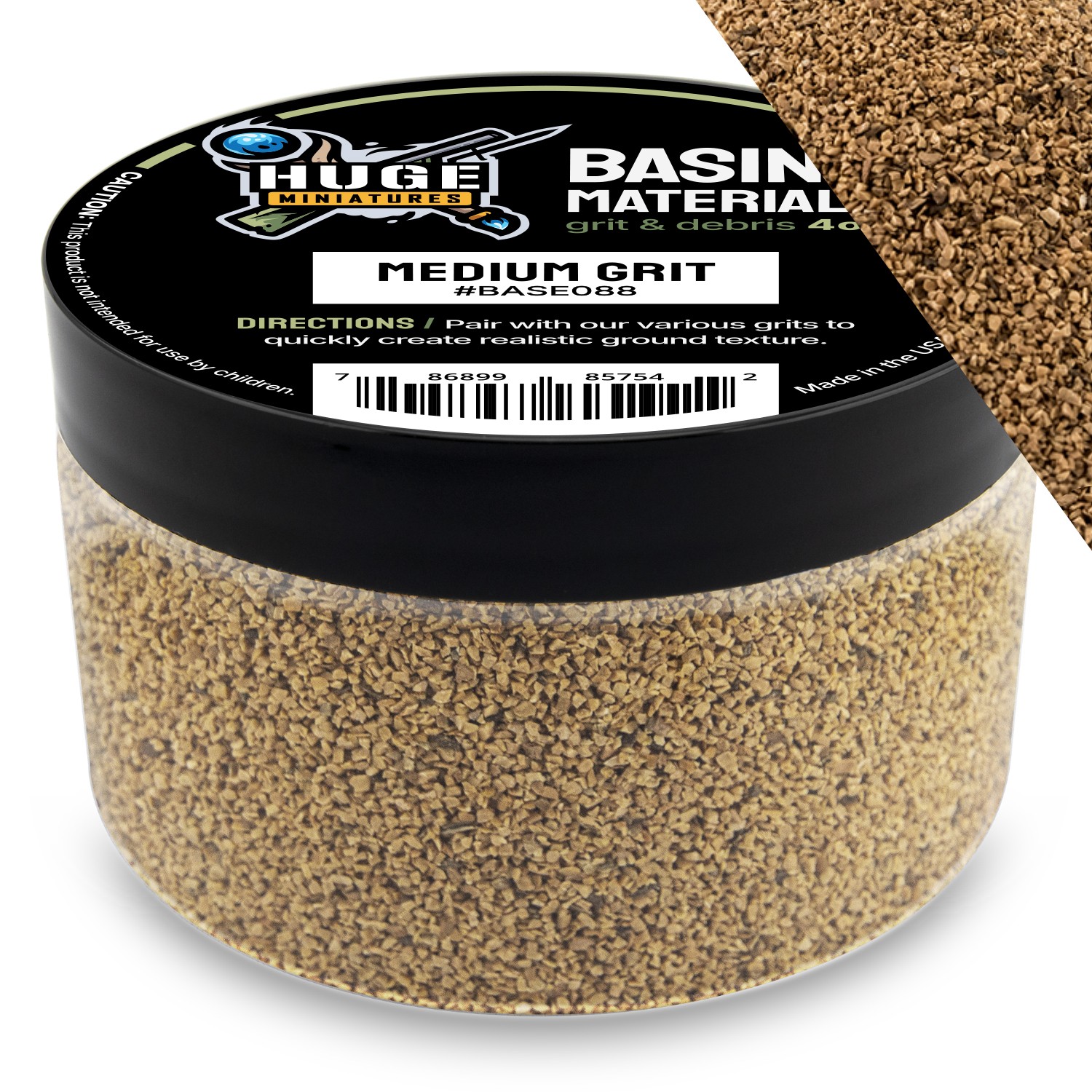 Huge Miniatures Basing Materials, Natural Medium Grit Diorama Ballast – 4oz Jar