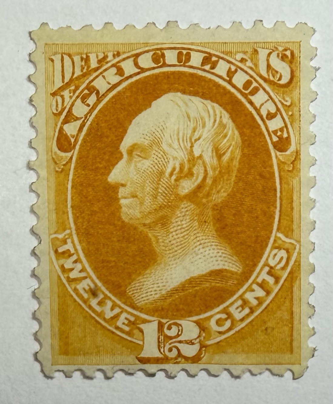 US #O6 1873 12c yellow H.Clay Agriculture Dept. Official, MNG/VF; $250 SCV