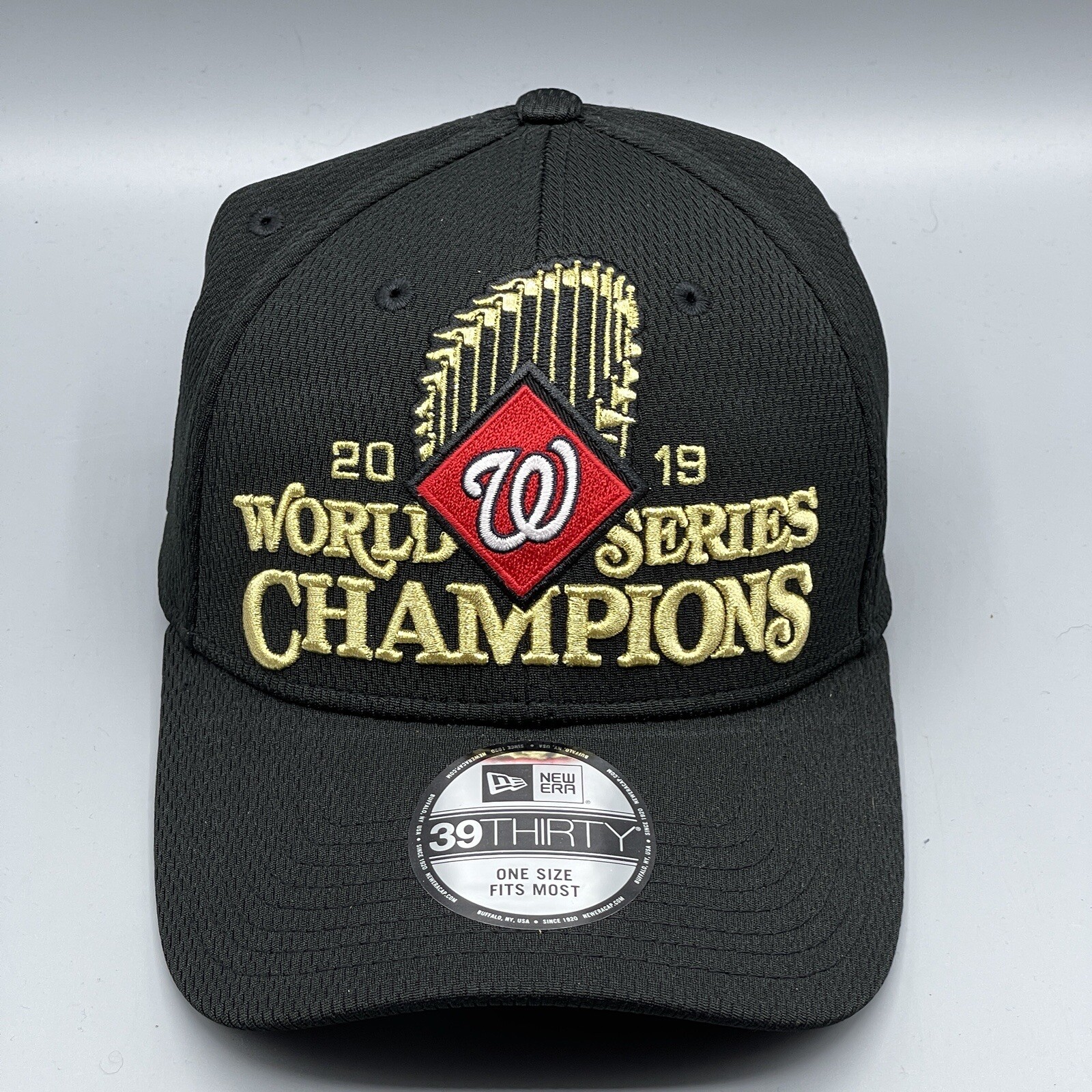 Washington Nationals Men\'s Baseball Cap World Series 2019 Champions Stretch Fit Washington Nationals Men\'s Baseball Cap World Series 2019 Champions Stretch Fit
