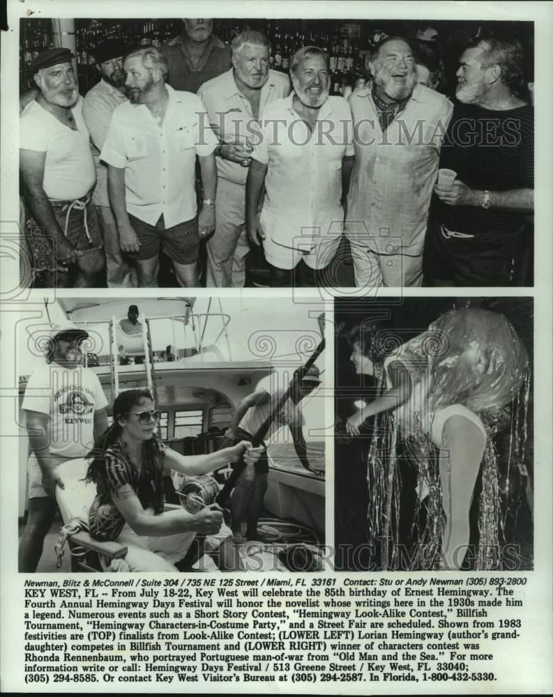 1984 Press Photo Guests honor Ernest Hemingway\'s 85th birthday at FL festival