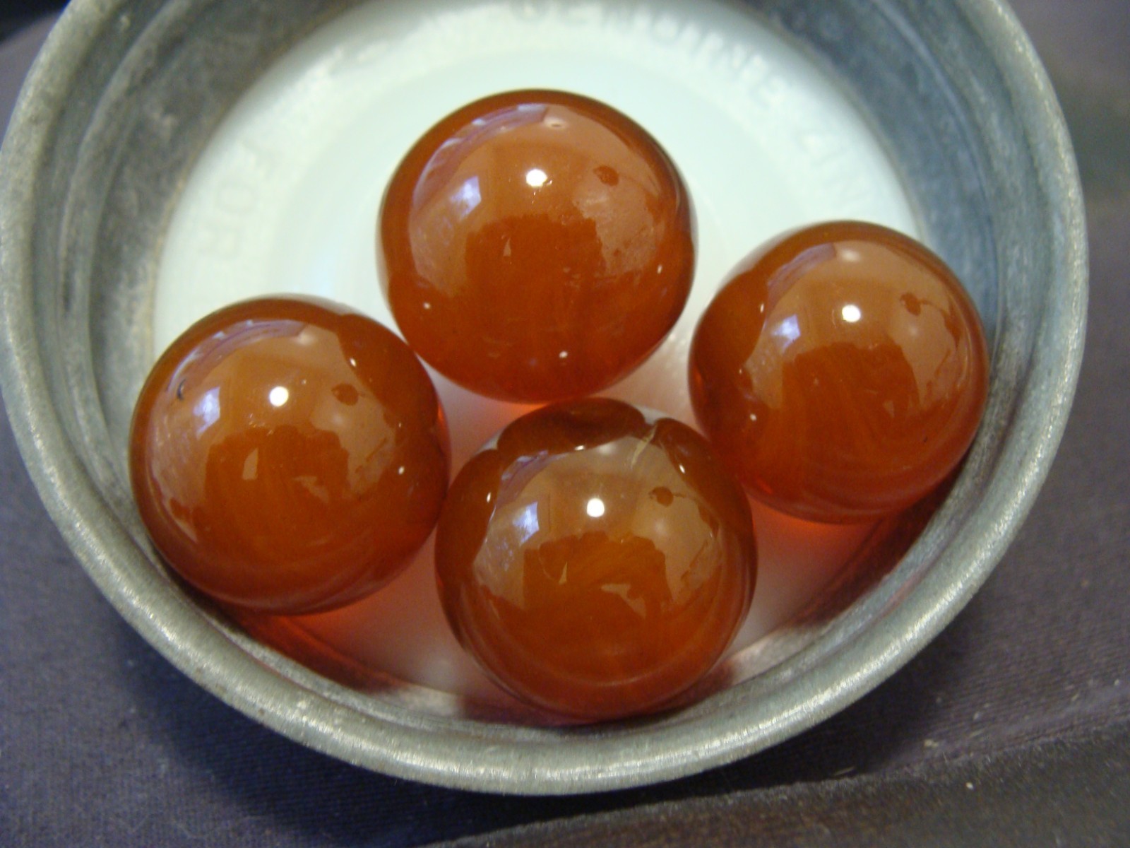 4 Vintage Marbles Akro Agate HTF Flintie Shooters 7/8 Mint
