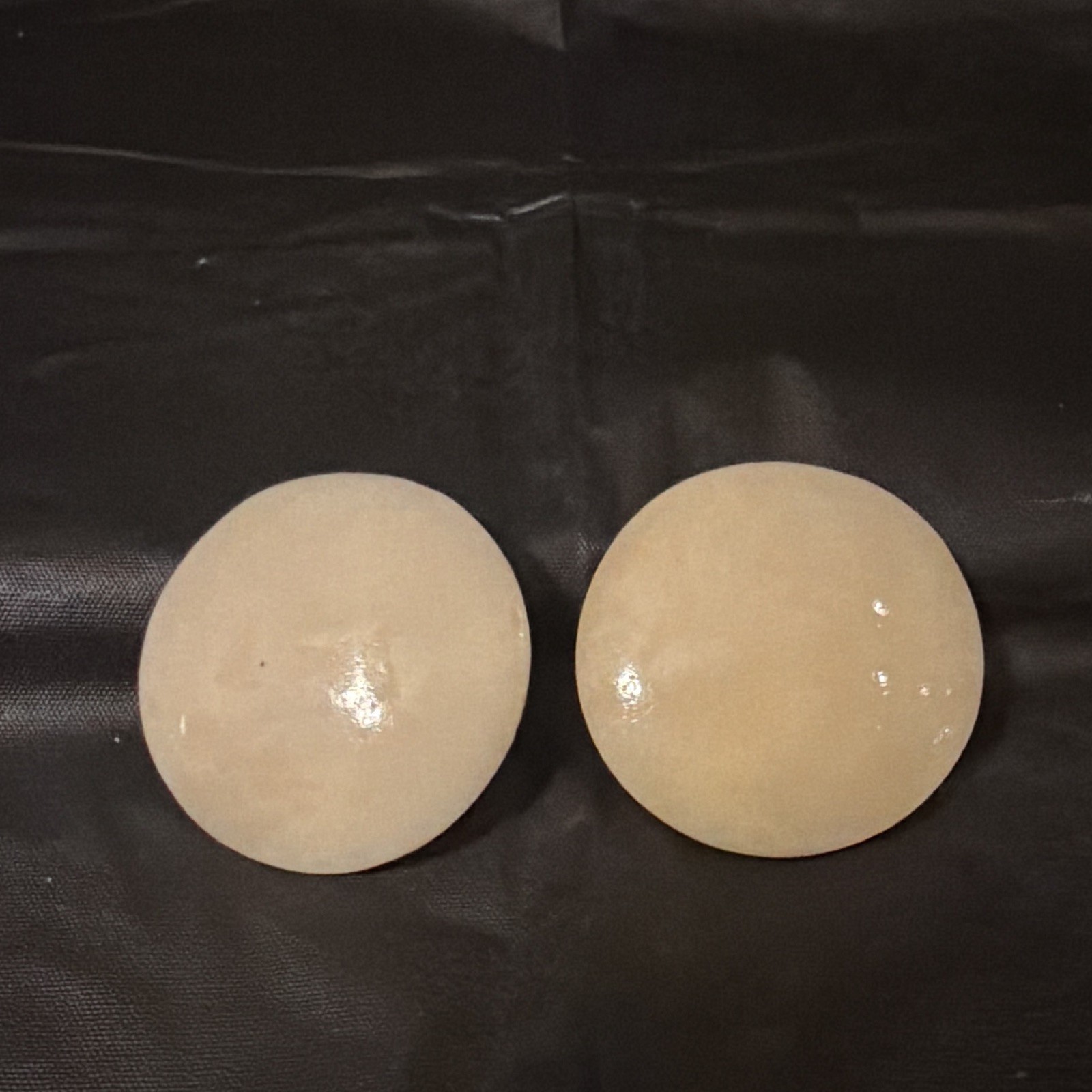 Vintage Signed Les Bernard Cream Enamel Large Round Statement Clip On Earrings