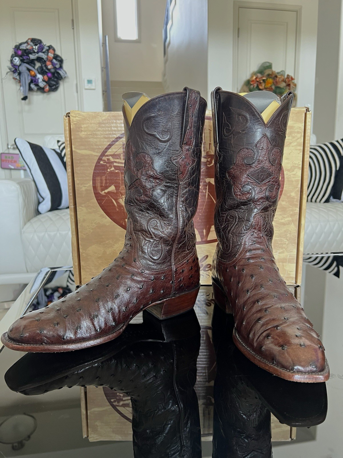 Lucchese Classics Brown Ostrich/Mad Dog Goat Boots 11D Lucchese Classics Brown Ostrich/Mad Dog Goat Boots 11D