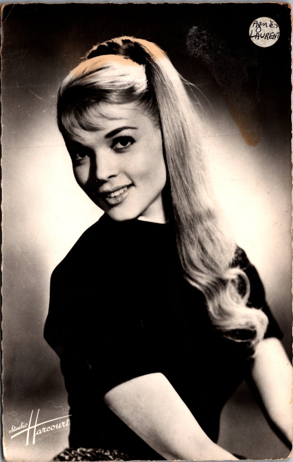 Vintage French Actress Agnès Laurent Photo Postcard Studio Harcourt Paris 1950s