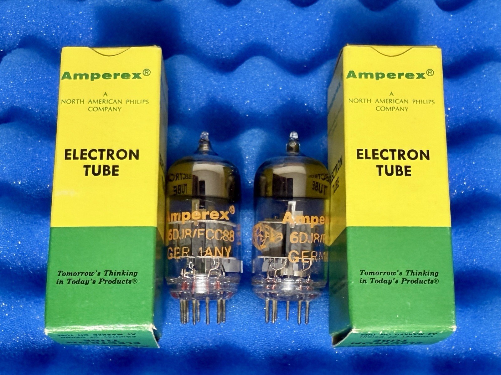 TWO Amperex ECC88 6DJ8 Tubes/ NOS /Amplitrex Tested / Germany Orange Globe Cup