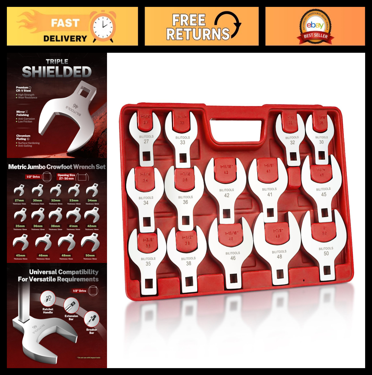 14PC Jumbo Crows Foot Wrench Set 1/2 14PC Jumbo Crows Foot Wrench Set 1/2