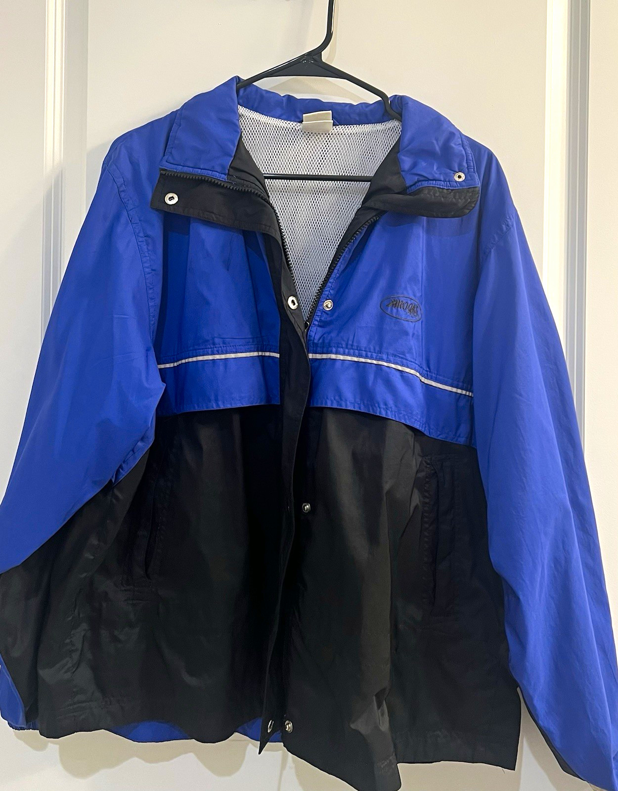Vintage Brooks Windbreaker Jacket Full Zip Lined Blue/Black L