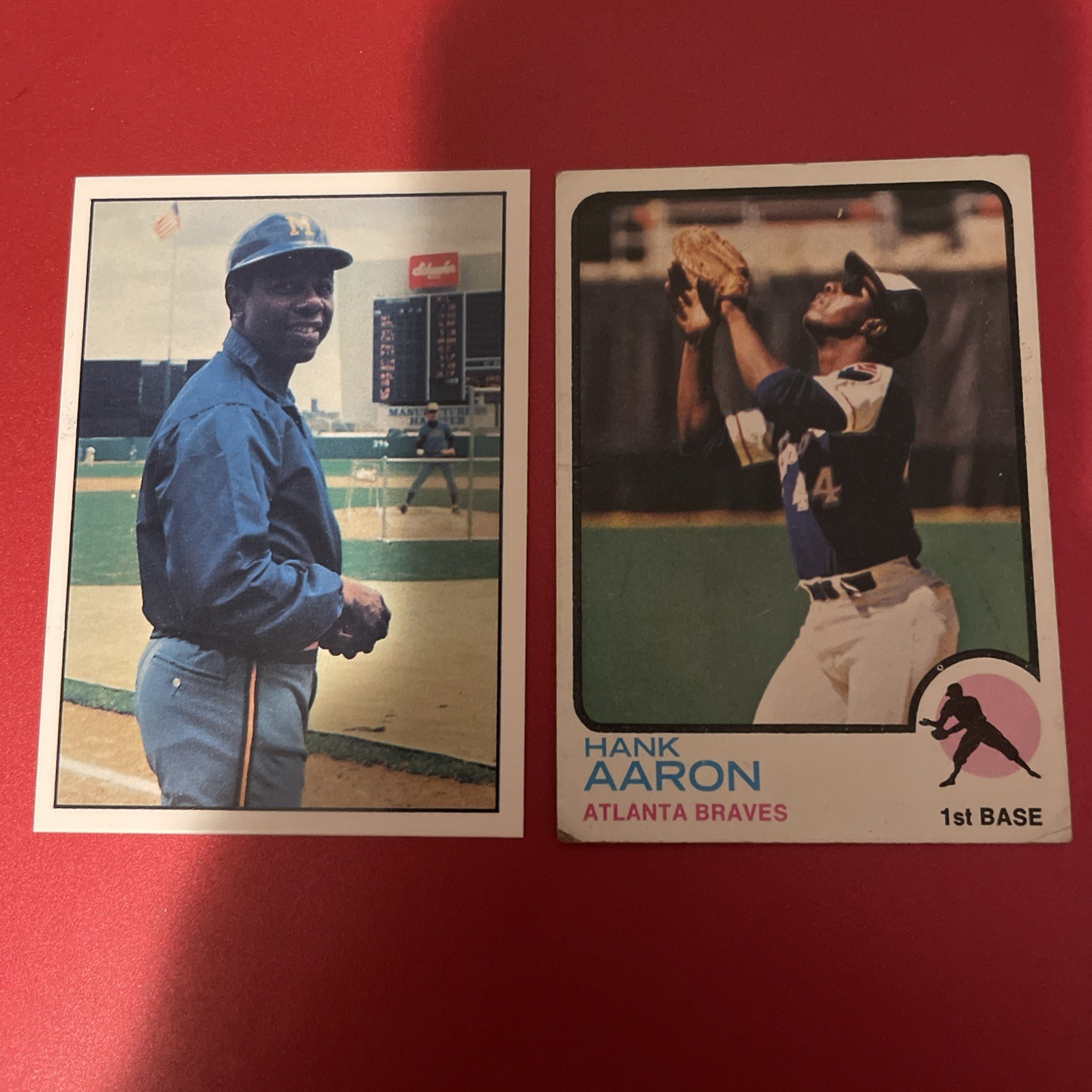1973 Topps - #100 Hank Aaron and 1975 SSPC - #239 Hank Aaron